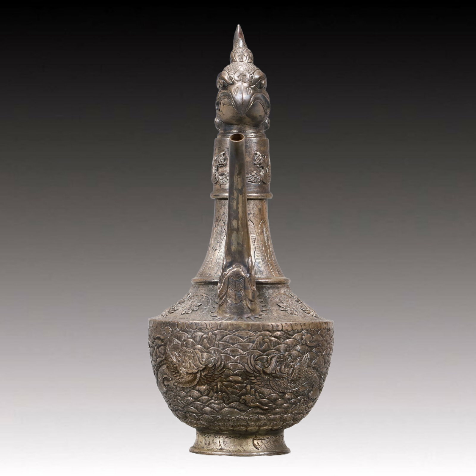 A Precious Silver 'Auspicious Beast& Ocean' Ewer - 5