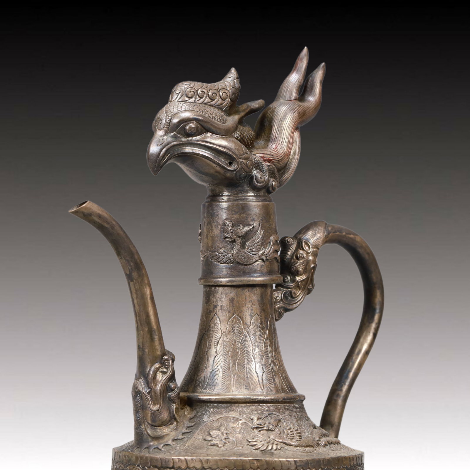 A Precious Silver 'Auspicious Beast& Ocean' Ewer - 7