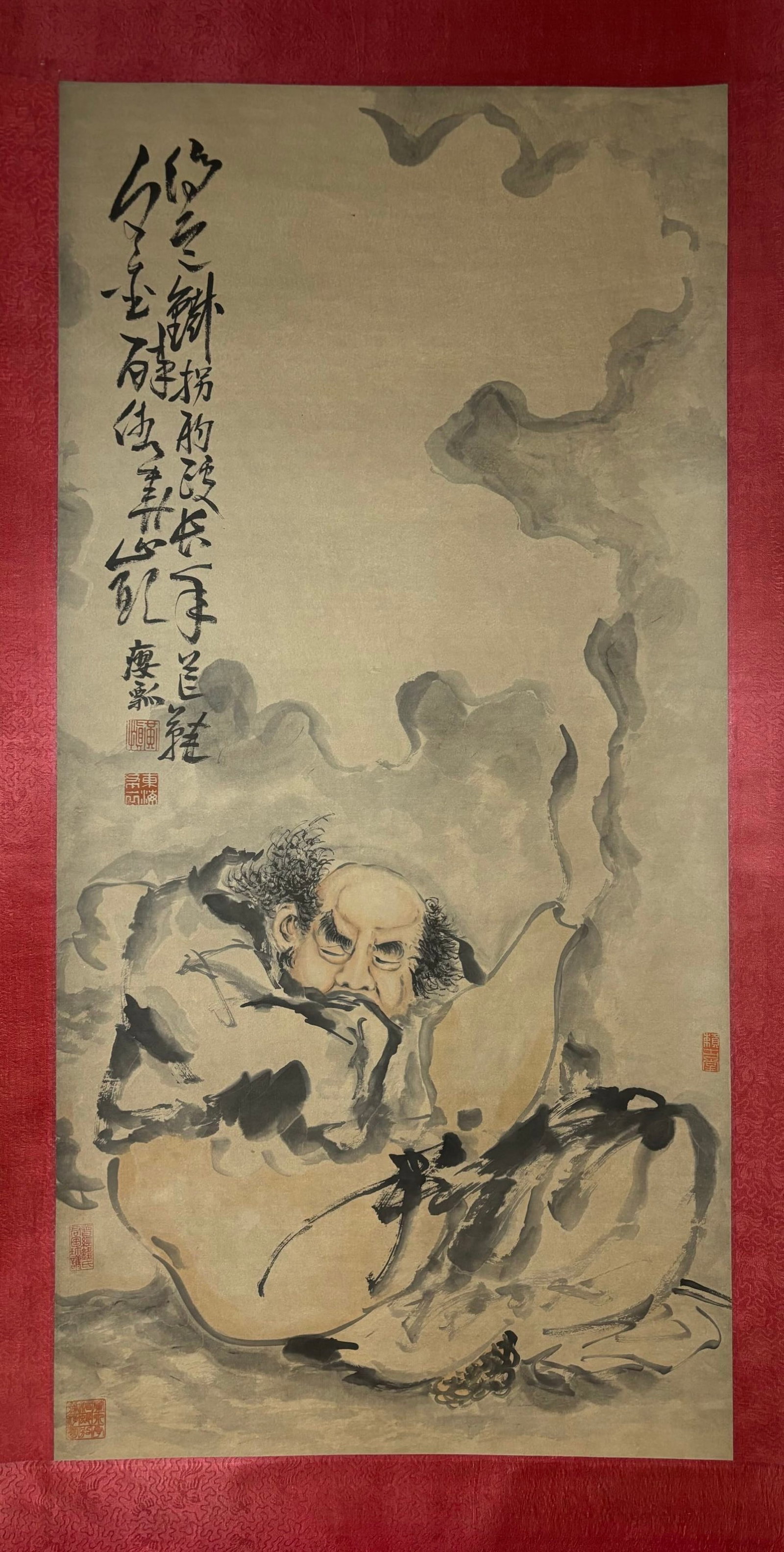 A Chinese Vertical Scroll Ink Painting of Figure on Paper,Huang Shen - 2