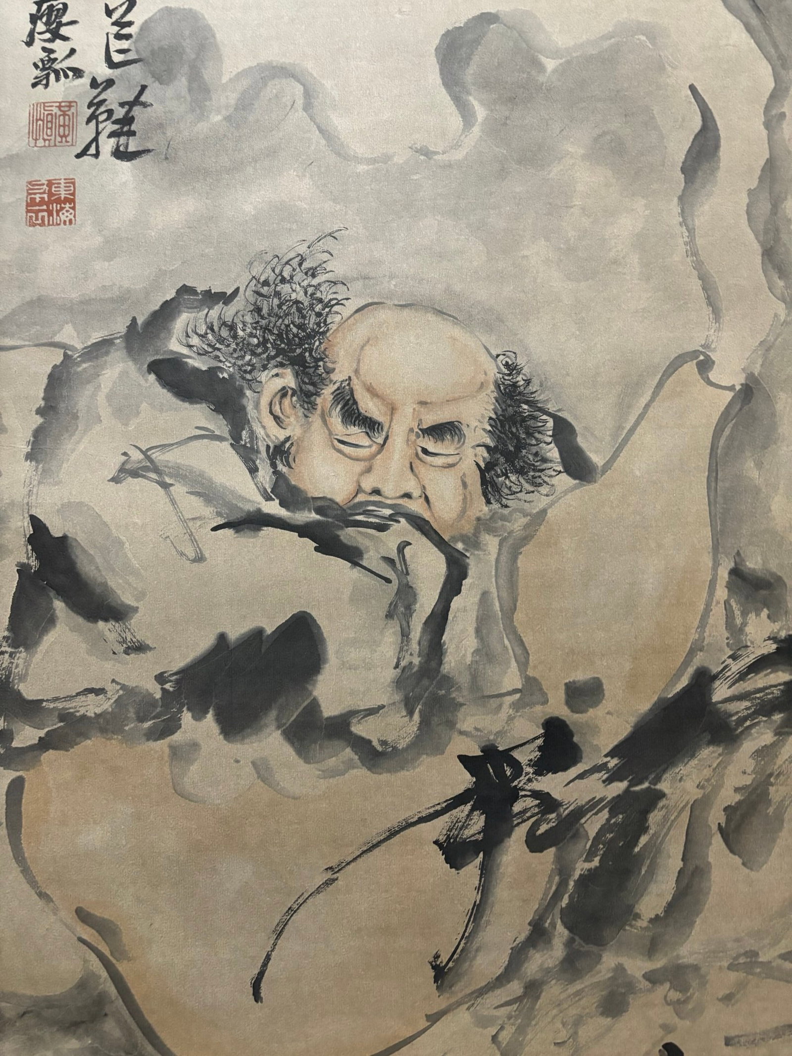 A Chinese Vertical Scroll Ink Painting of Figure on Paper,Huang Shen - 4