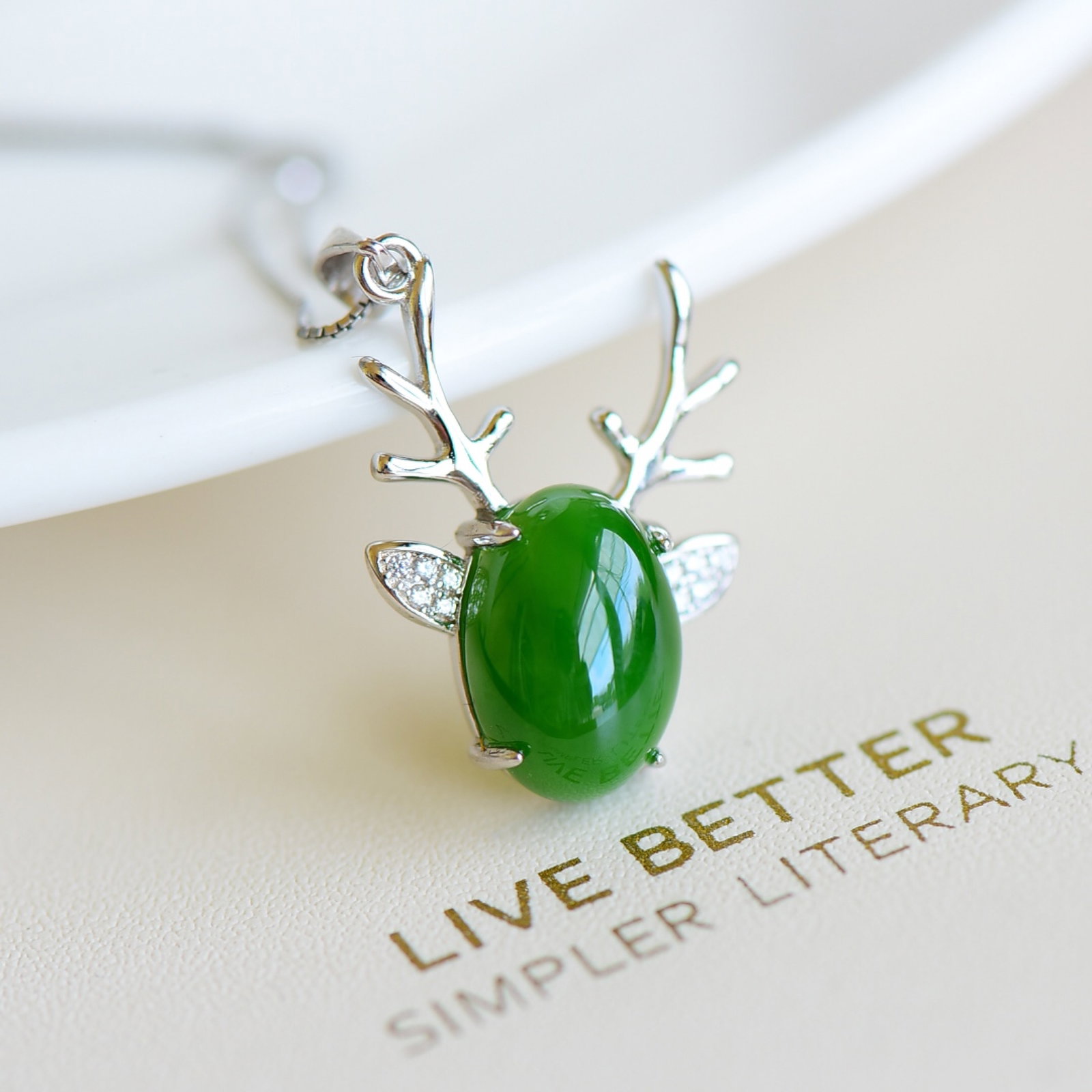 An Exquisite Sterling Silver Inlaid Jasper Pendant,Inlaid Diamond - 2