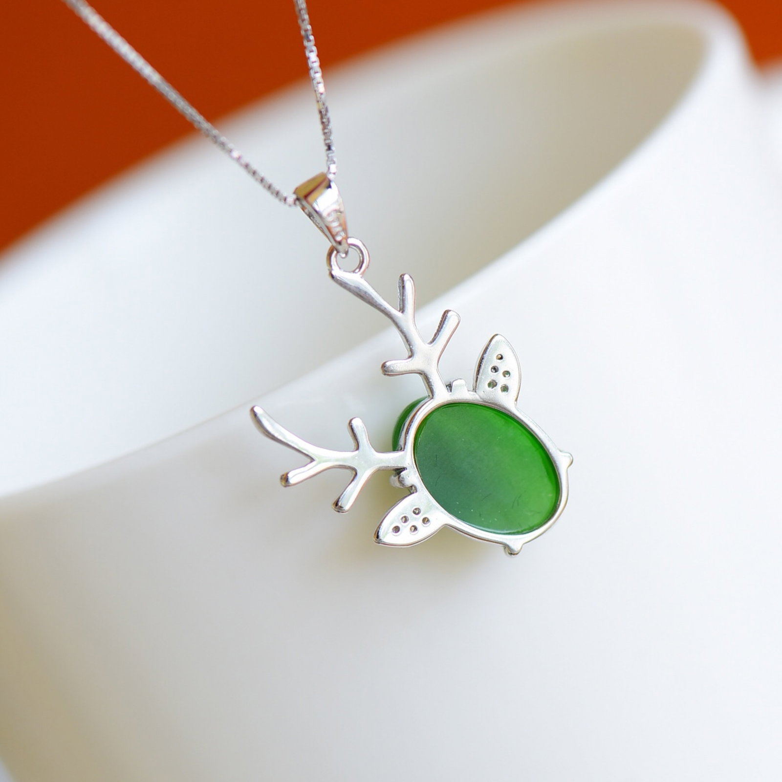 An Exquisite Sterling Silver Inlaid Jasper Pendant,Inlaid Diamond - 5