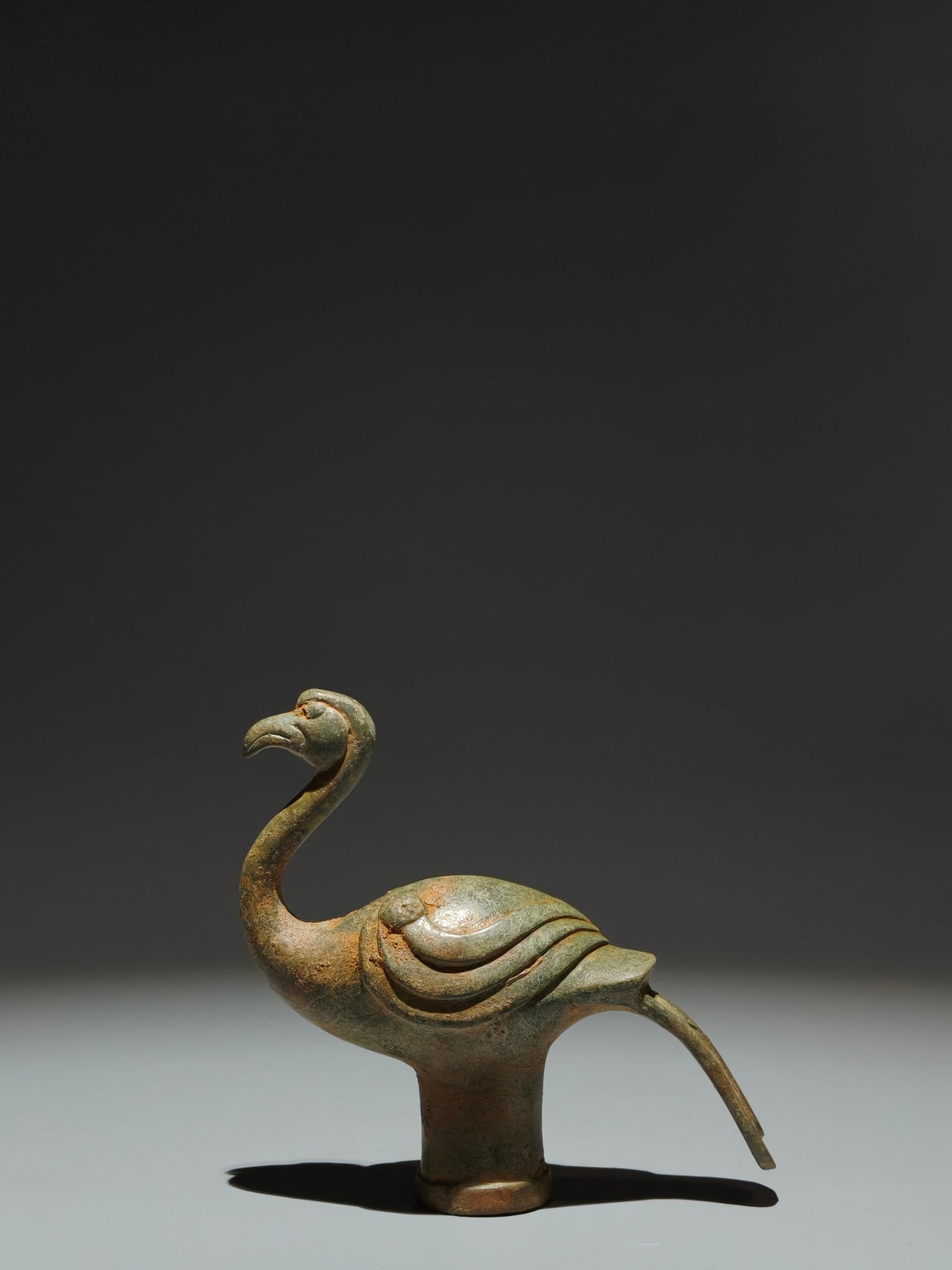 An Archaic Bronze Bird-Shaped Cane head - 5