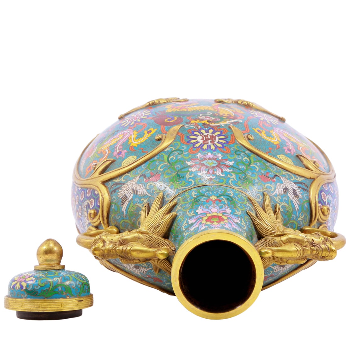 A pair of cloisonn¨¦ dragon and phoenix pattern vase with double ears with lids - 10