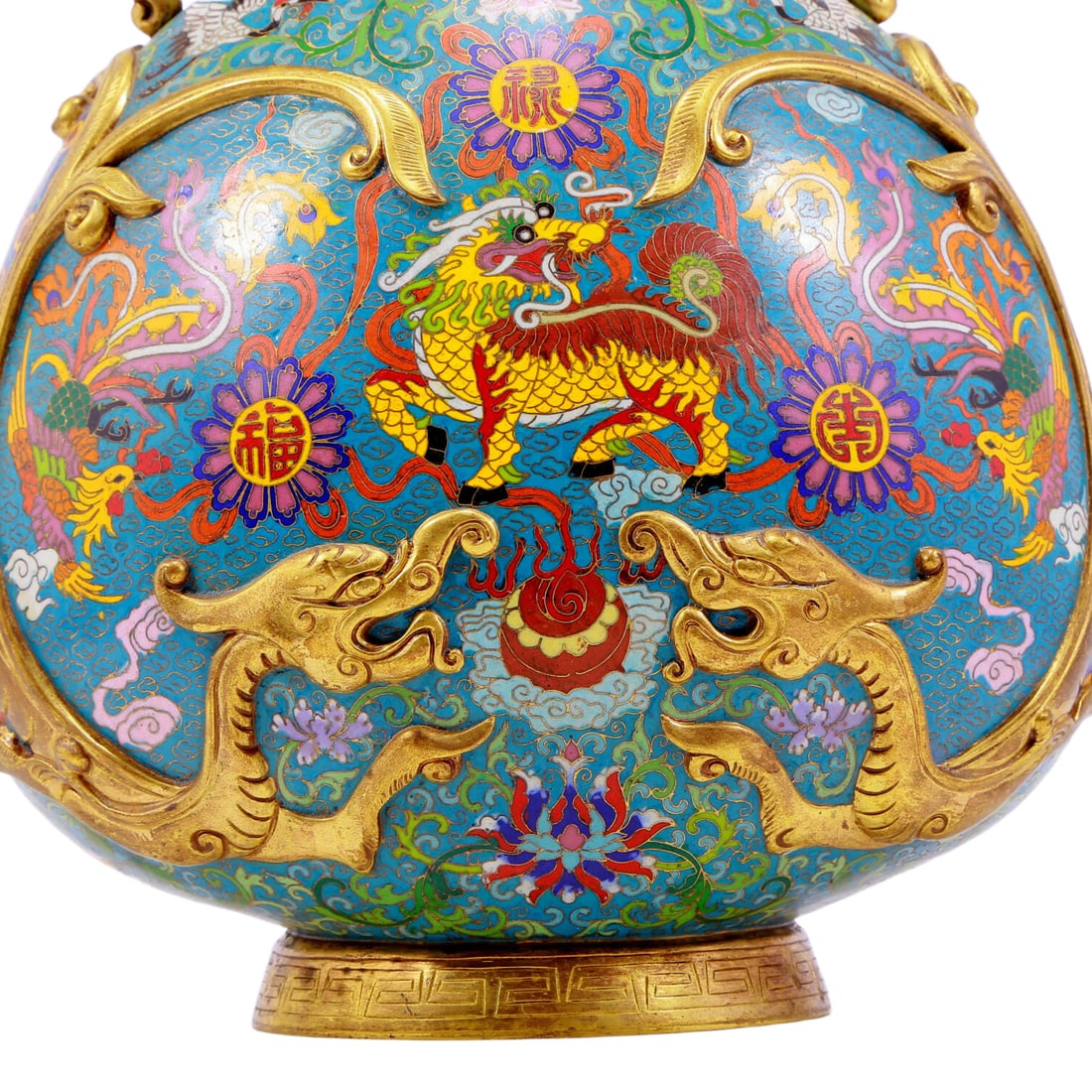 A pair of cloisonn¨¦ dragon and phoenix pattern vase with double ears with lids - 14