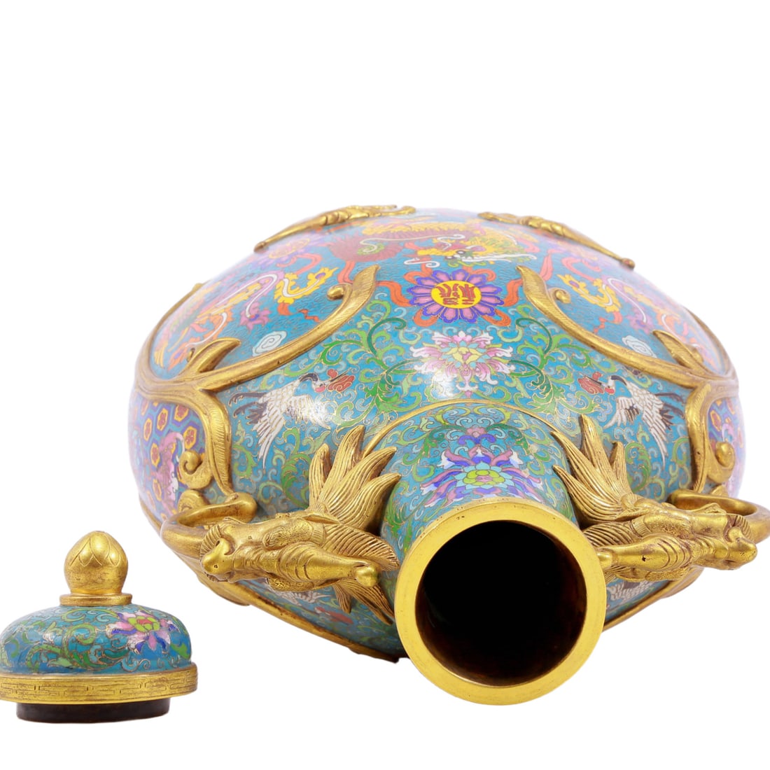 A pair of cloisonn¨¦ dragon and phoenix pattern vase with double ears with lids - 20