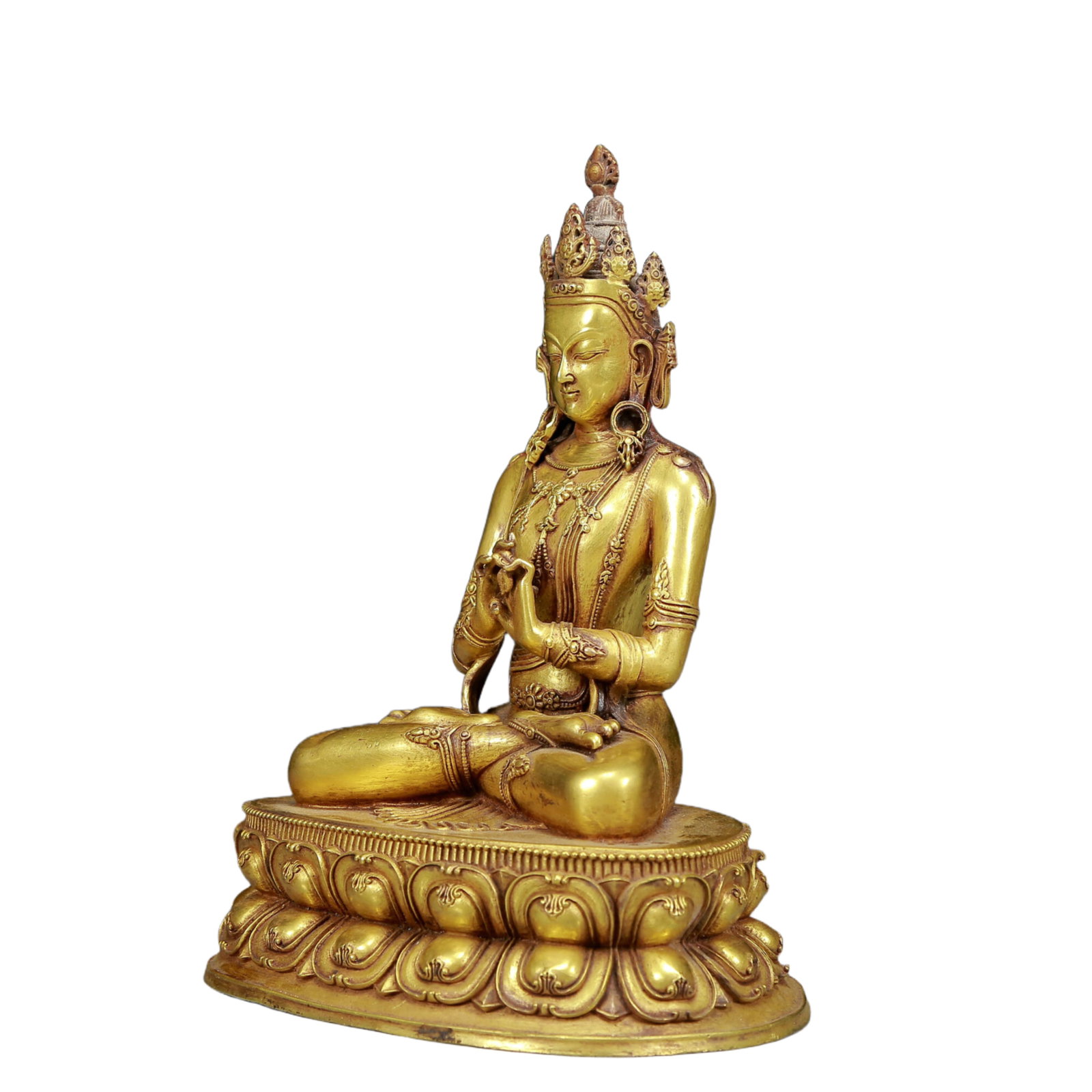 A Solemn Gilt Bronze Statue of Avalokitesvara - 4