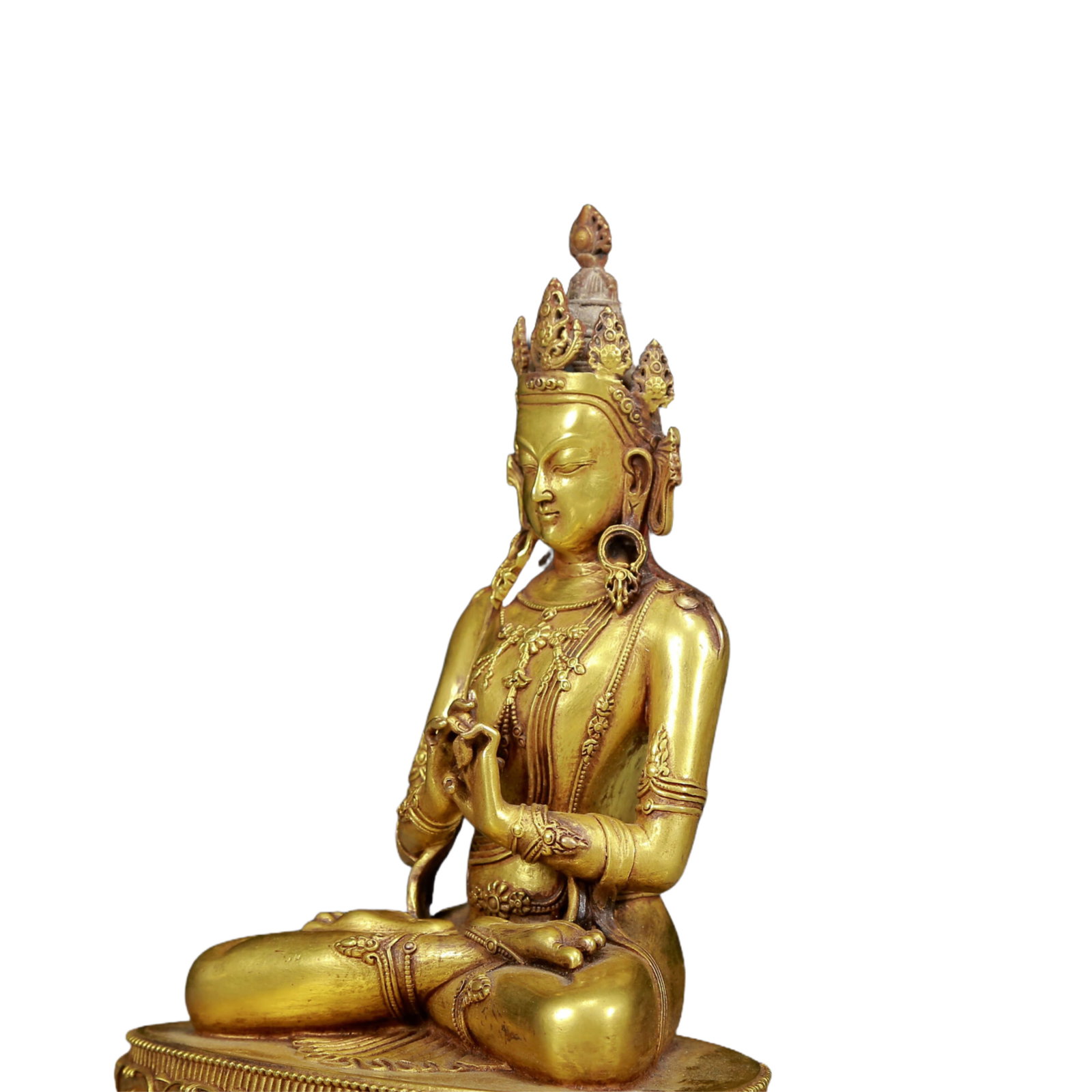 A Solemn Gilt Bronze Statue of Avalokitesvara - 5