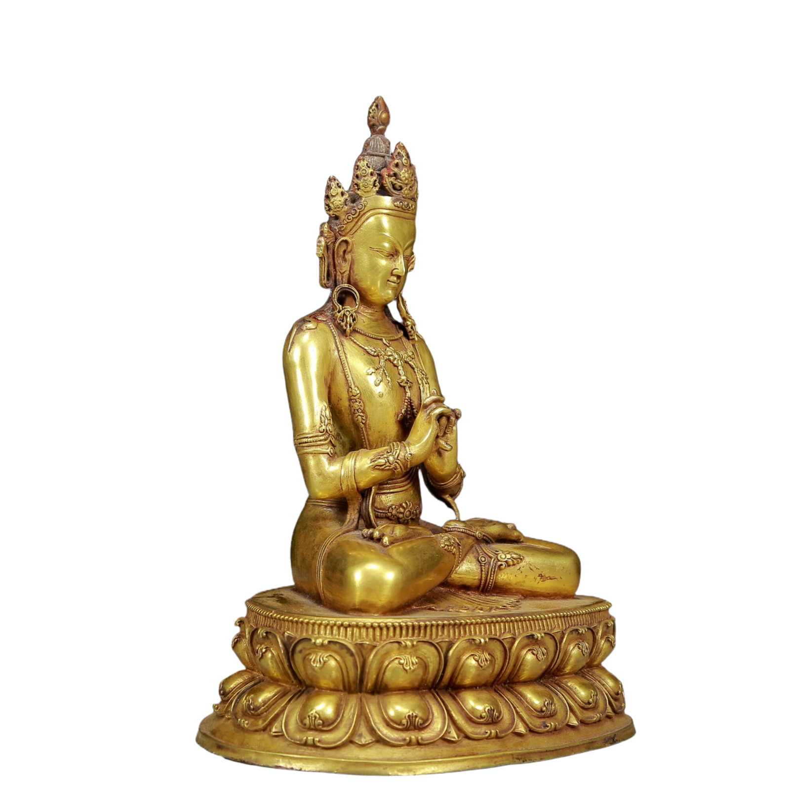 A Solemn Gilt Bronze Statue of Avalokitesvara - 6