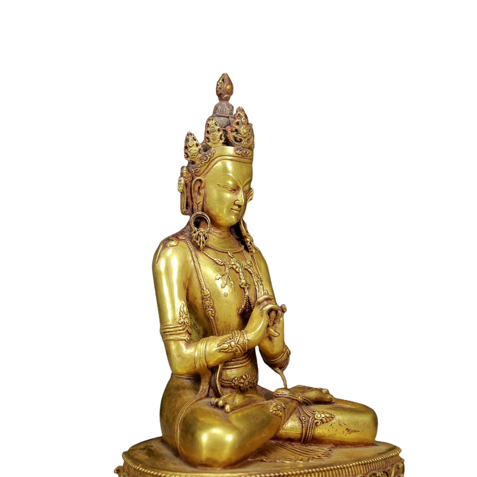 A Solemn Gilt Bronze Statue of Avalokitesvara - 7