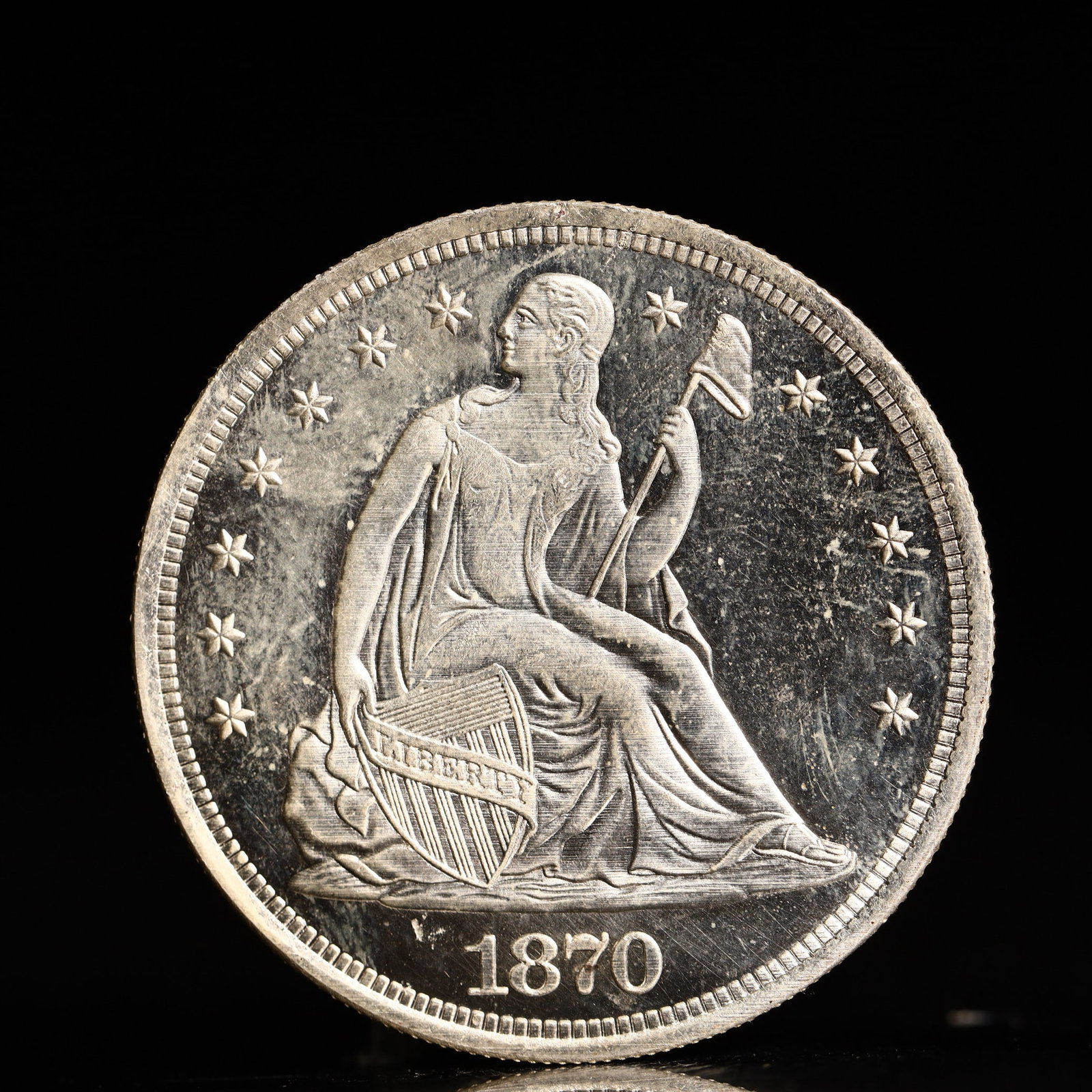 USA One Dollar 1870 Coin: Estimated Value:2000-4000 American coin. IN GOD WE TRUST / LIBERTY / 1870 / UNITED STATES OF AMERICA / ONE DOL. Weight:26.9g.