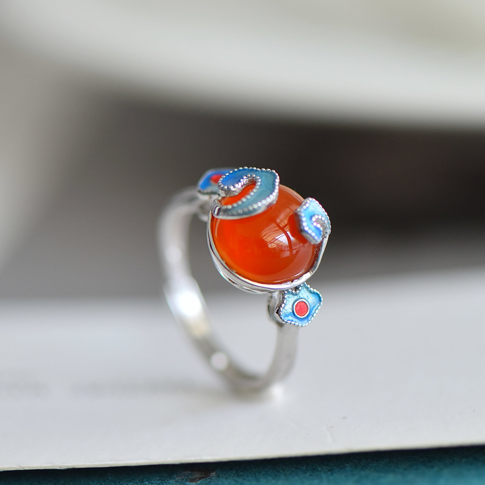 A Set of Fine Sterling Silver Inlaid Agate Jewelrys - 2