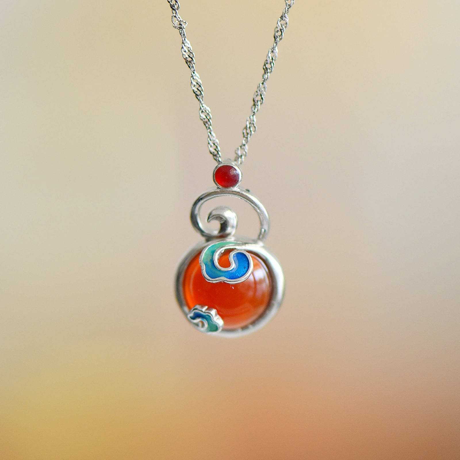 A Set of Fine Sterling Silver Inlaid Agate Jewelrys - 4