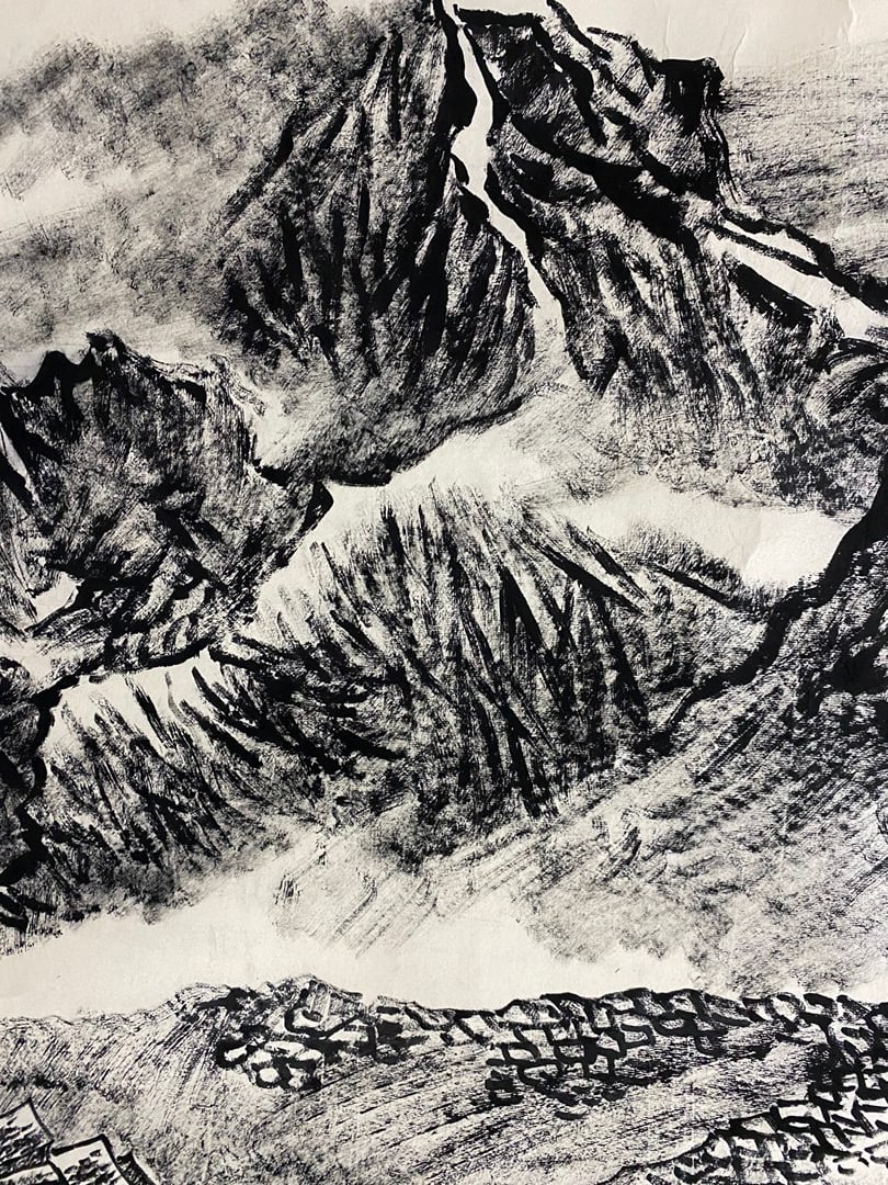 A Chinese Ink Painting of Landscape on Paper,Zhang Ding - 3