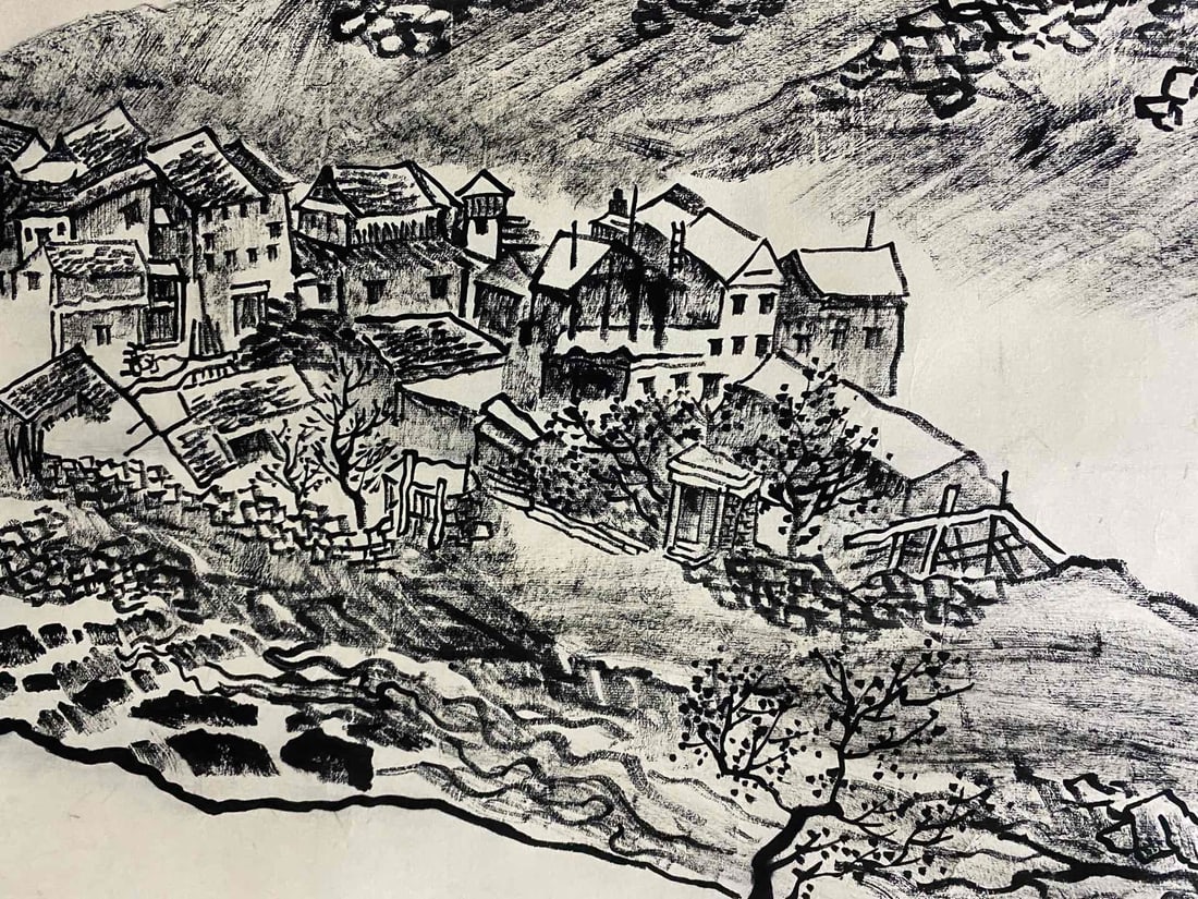 A Chinese Ink Painting of Landscape on Paper,Zhang Ding - 4