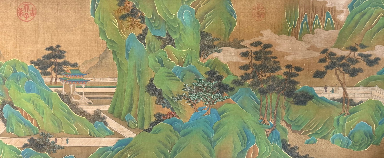 A Chinese Hand Scroll Ink Painting of Landscape and Figure on Paper,Dong Bangda - 5