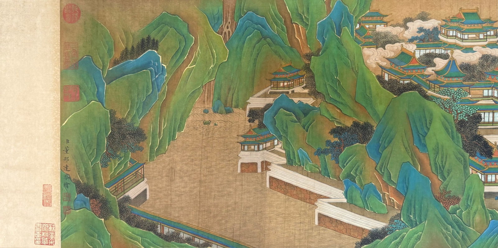A Chinese Hand Scroll Ink Painting of Landscape and Figure on Paper,Dong Bangda - 8