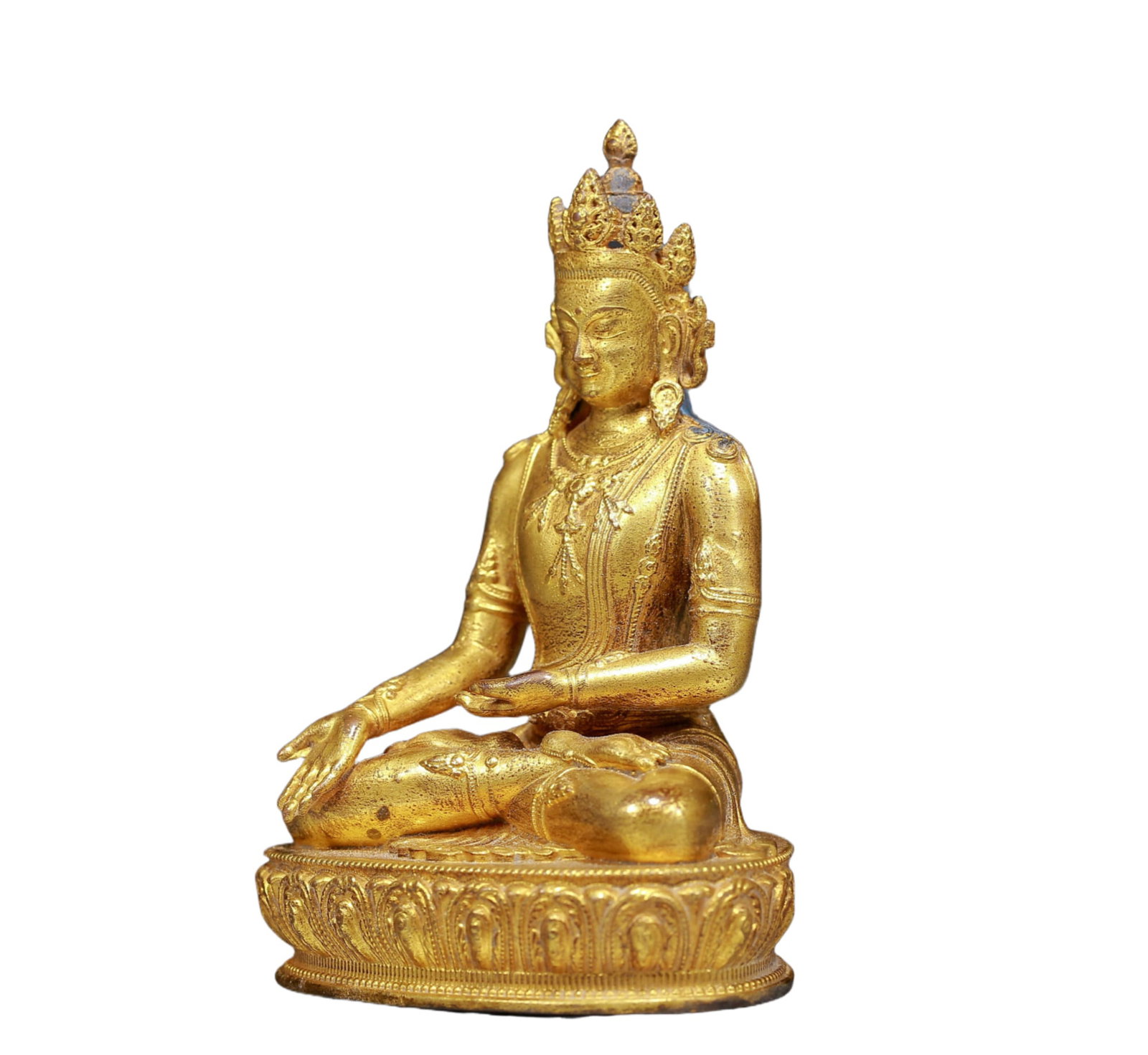 A Solemn Gilt Bronze Statue of Avalokitesvara - 2