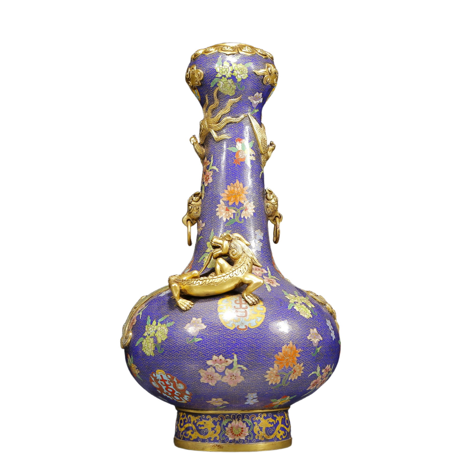 A Huge Cloisonne Dragon and Phoenix Pattern Vase - 11