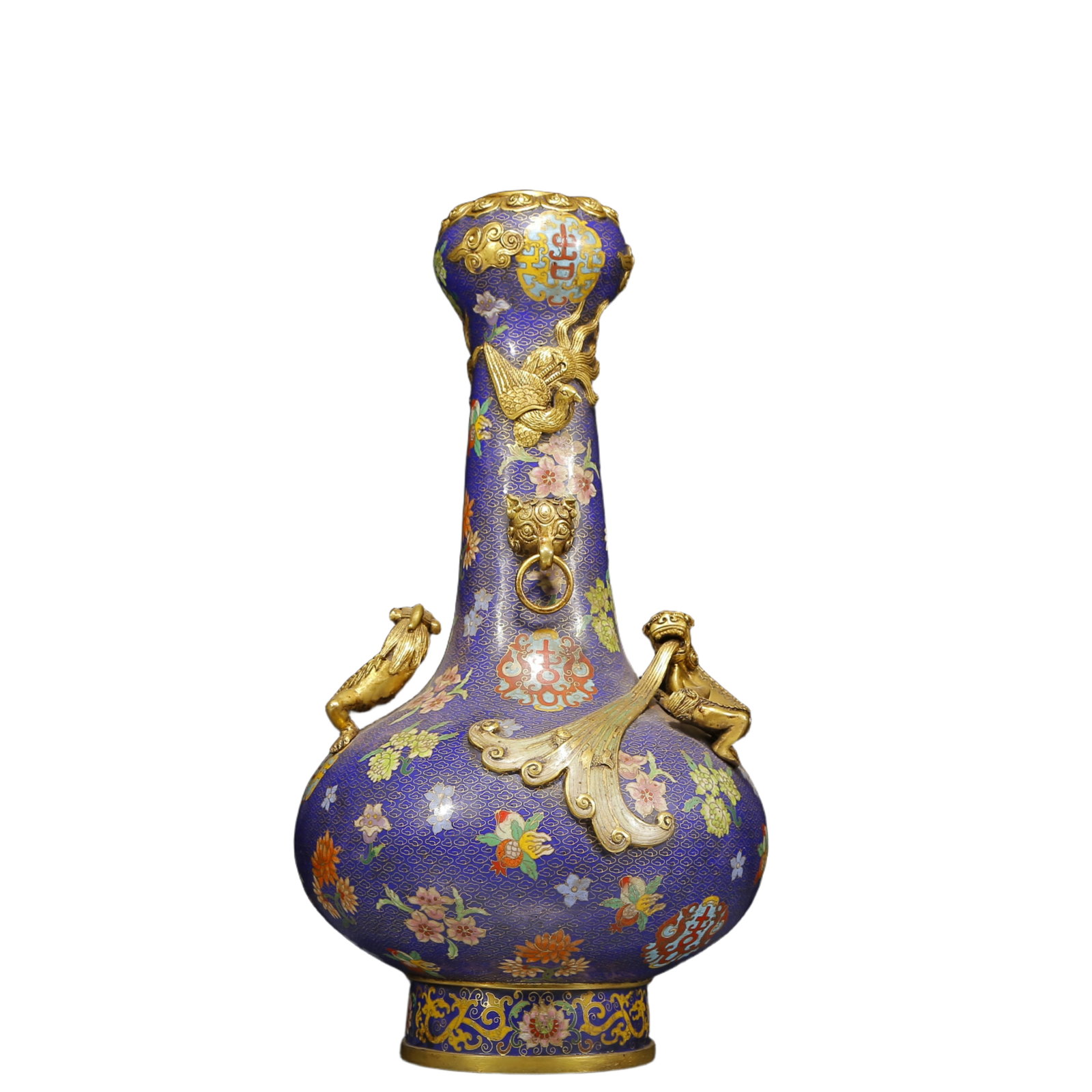 A Huge Cloisonne Dragon and Phoenix Pattern Vase: Estimated Value:13000-26000 A Huge Cloisonne Dragon and Phoenix Pattern Vase,Qing Dynasty, China,Kangxi Four-character Mark,Size:9.1inx18.1in,Weight:11105g