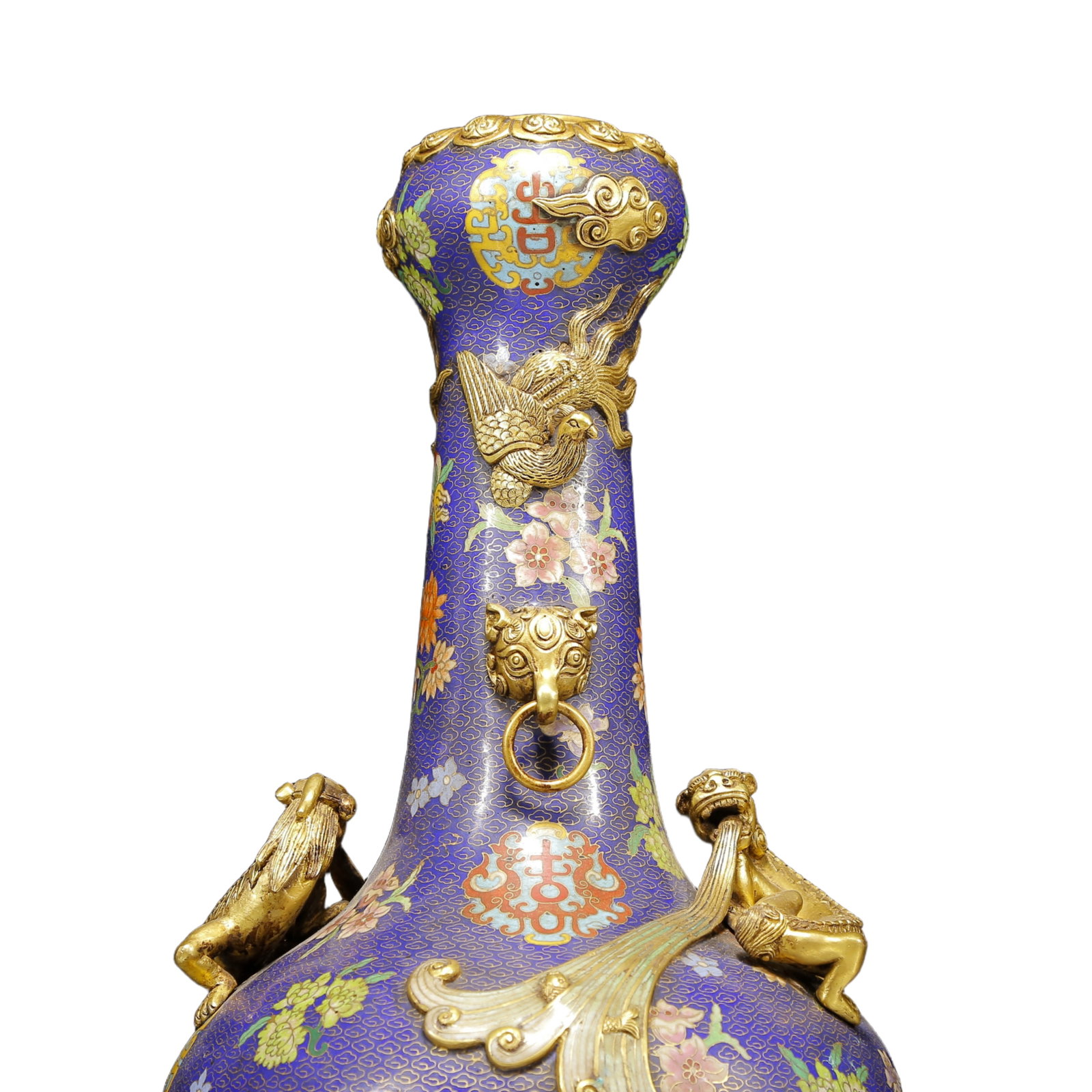 A Huge Cloisonne Dragon and Phoenix Pattern Vase - 9