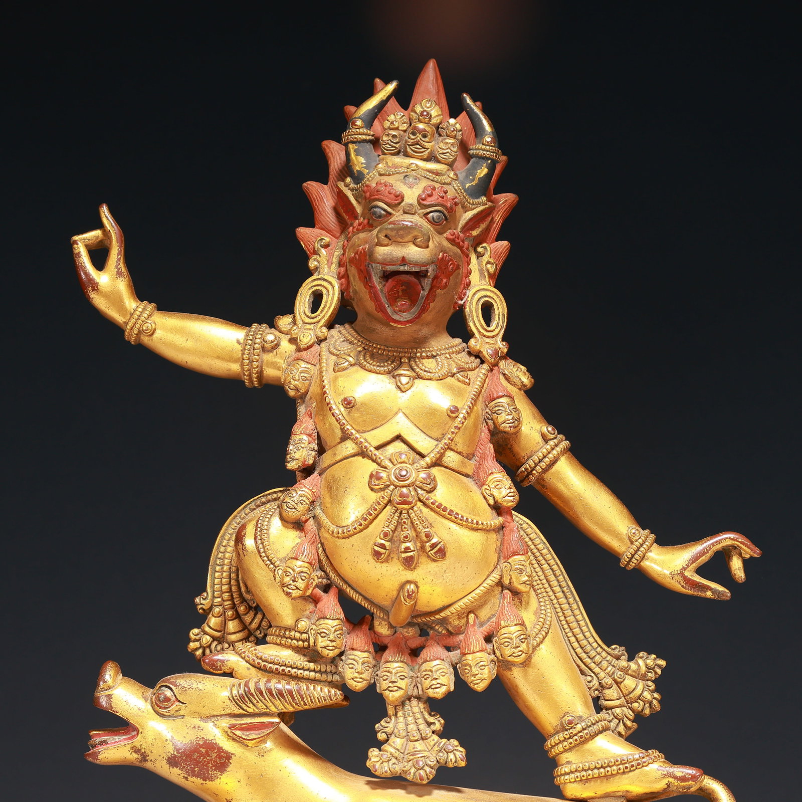 A Solemn Gilt Bronze Statue of Yamantaka,With Inscription - 2