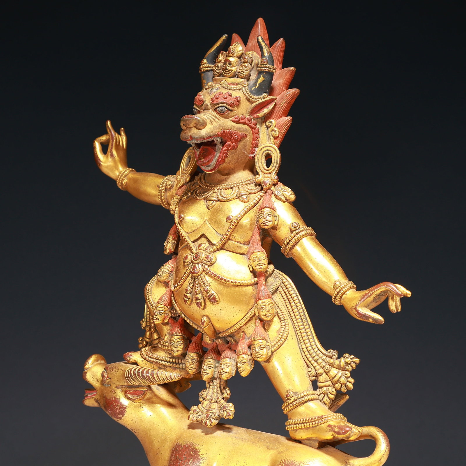 A Solemn Gilt Bronze Statue of Yamantaka,With Inscription - 5