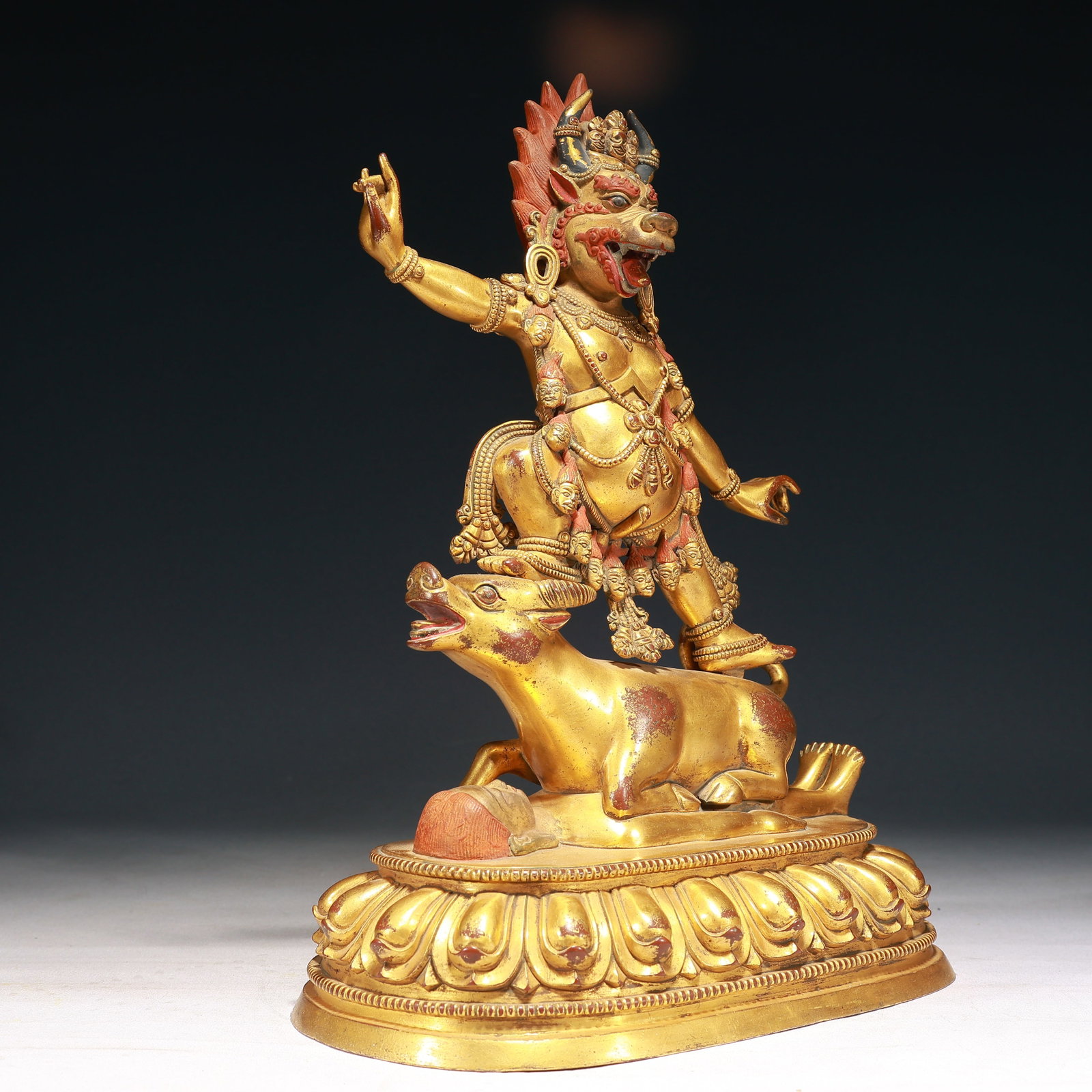 A Solemn Gilt Bronze Statue of Yamantaka,With Inscription - 6