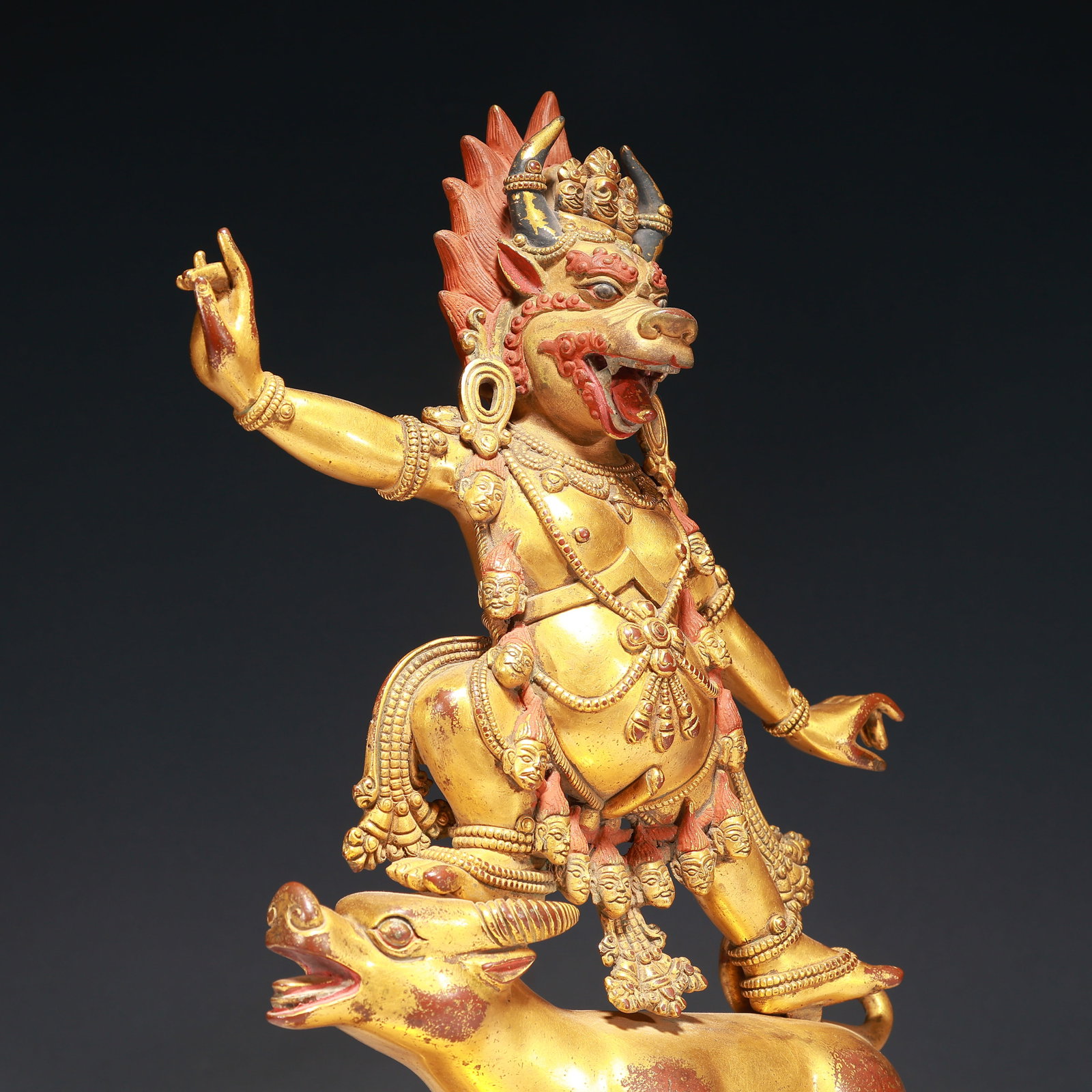 A Solemn Gilt Bronze Statue of Yamantaka,With Inscription - 7