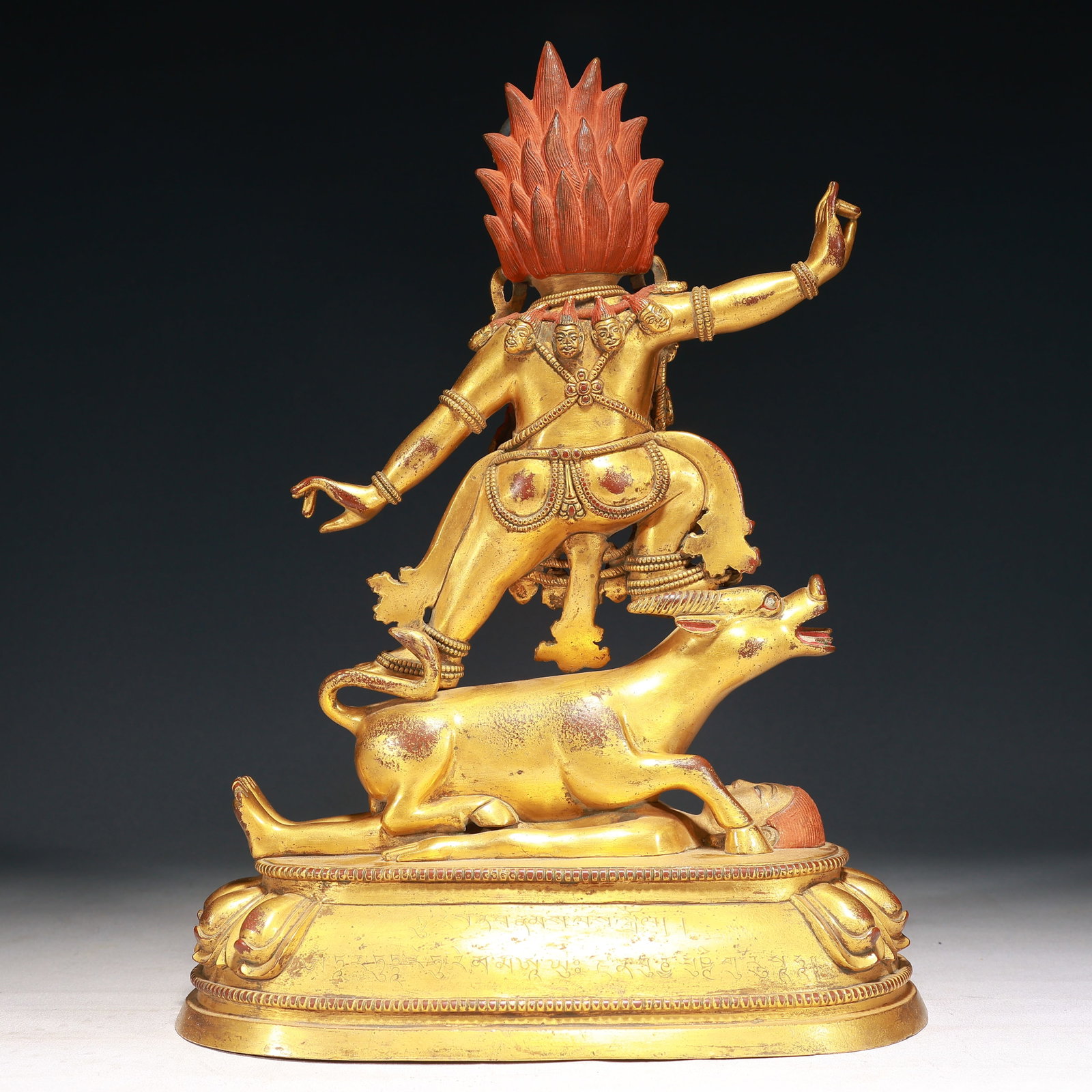 A Solemn Gilt Bronze Statue of Yamantaka,With Inscription - 9