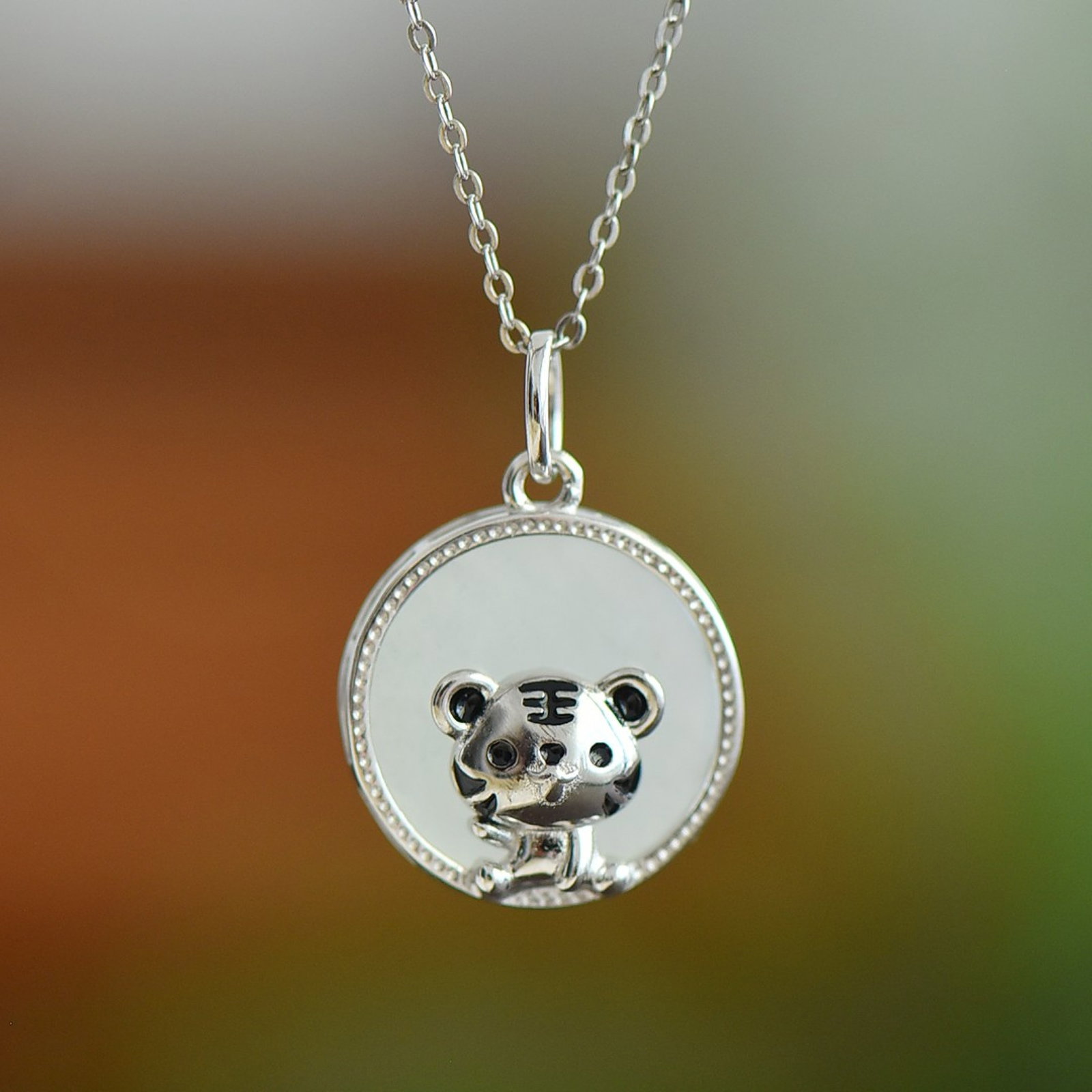An Exquisite Sterling Silver-Gold Plated Inlaid White Jade Pendant - 4