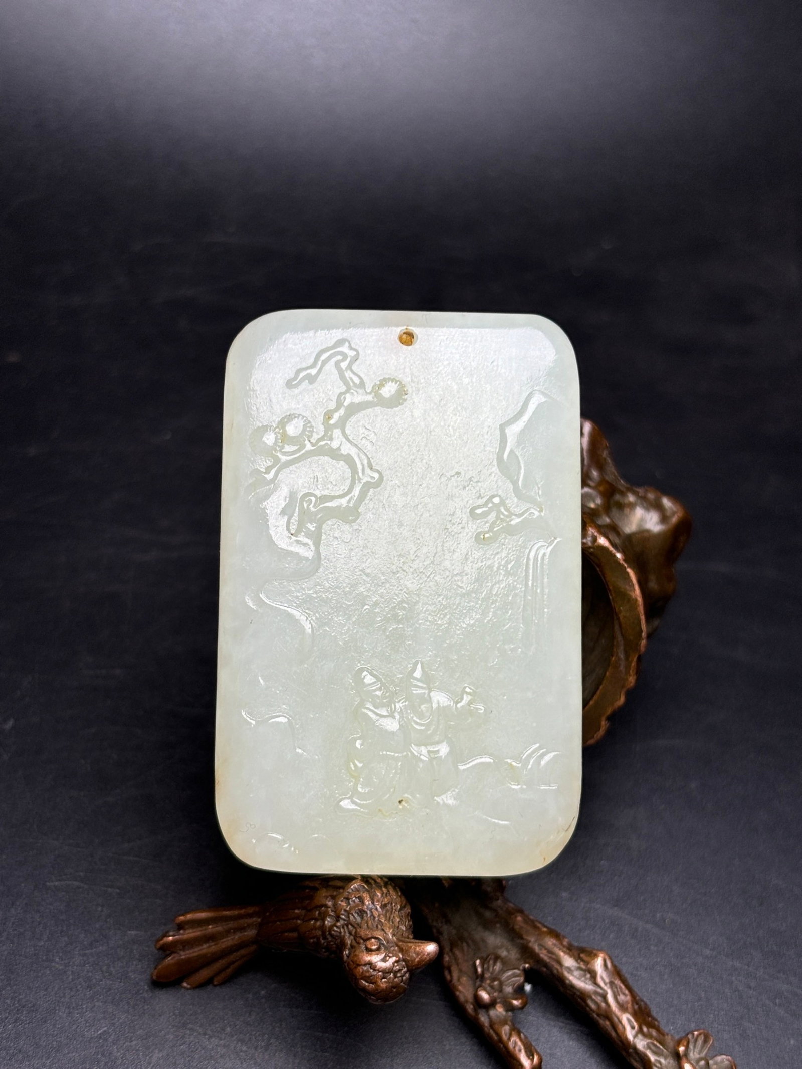 An Exquisite White Jade Landscape and Figure Pattern Pendant - 3