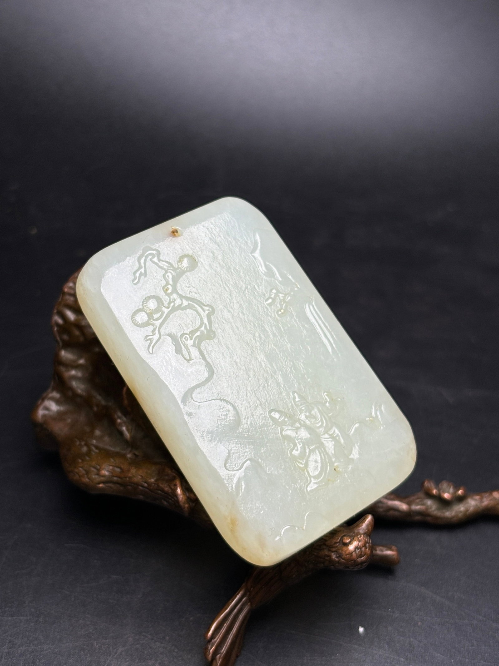 An Exquisite White Jade Landscape and Figure Pattern Pendant - 5
