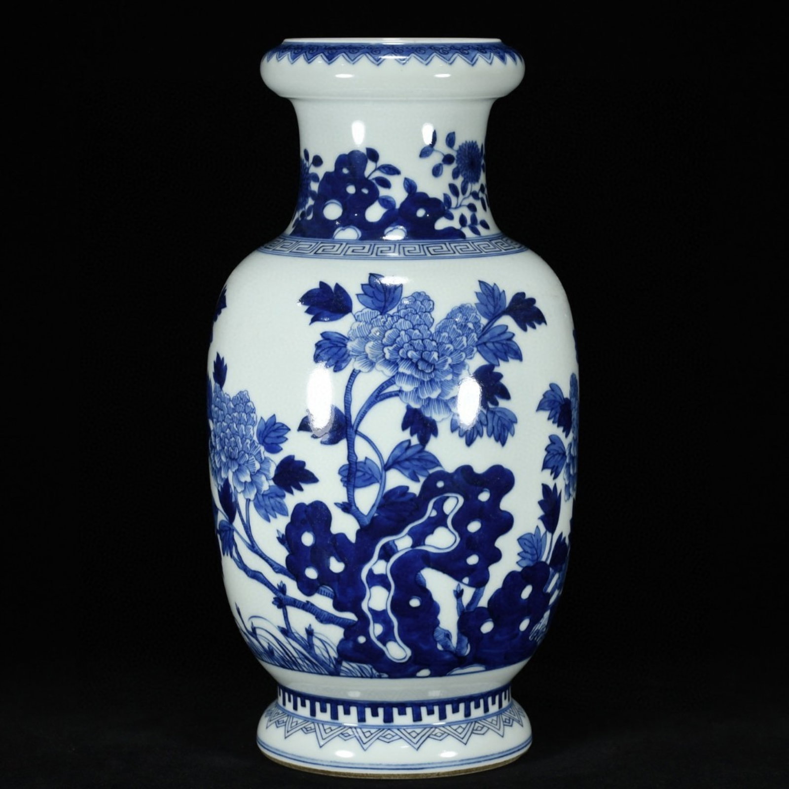 A Rare Blue and White Flower and Butterfly Pattern Vase: Estimated Value:3200-6400 A Rare Blue and White Flower and Butterfly Pattern Vase,Qing Dynasty,China,Size:14.2inx8.3in