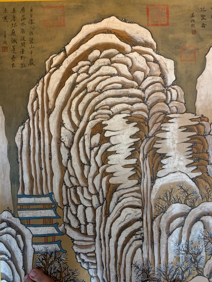 A Chinese Vertical Scroll Ink Painting of Landscape on Silk,Liu Songnian - 3