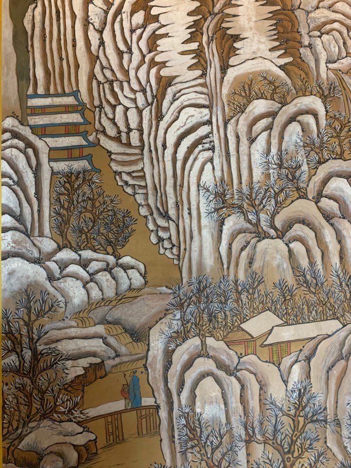 A Chinese Vertical Scroll Ink Painting of Landscape on Silk,Liu Songnian - 4