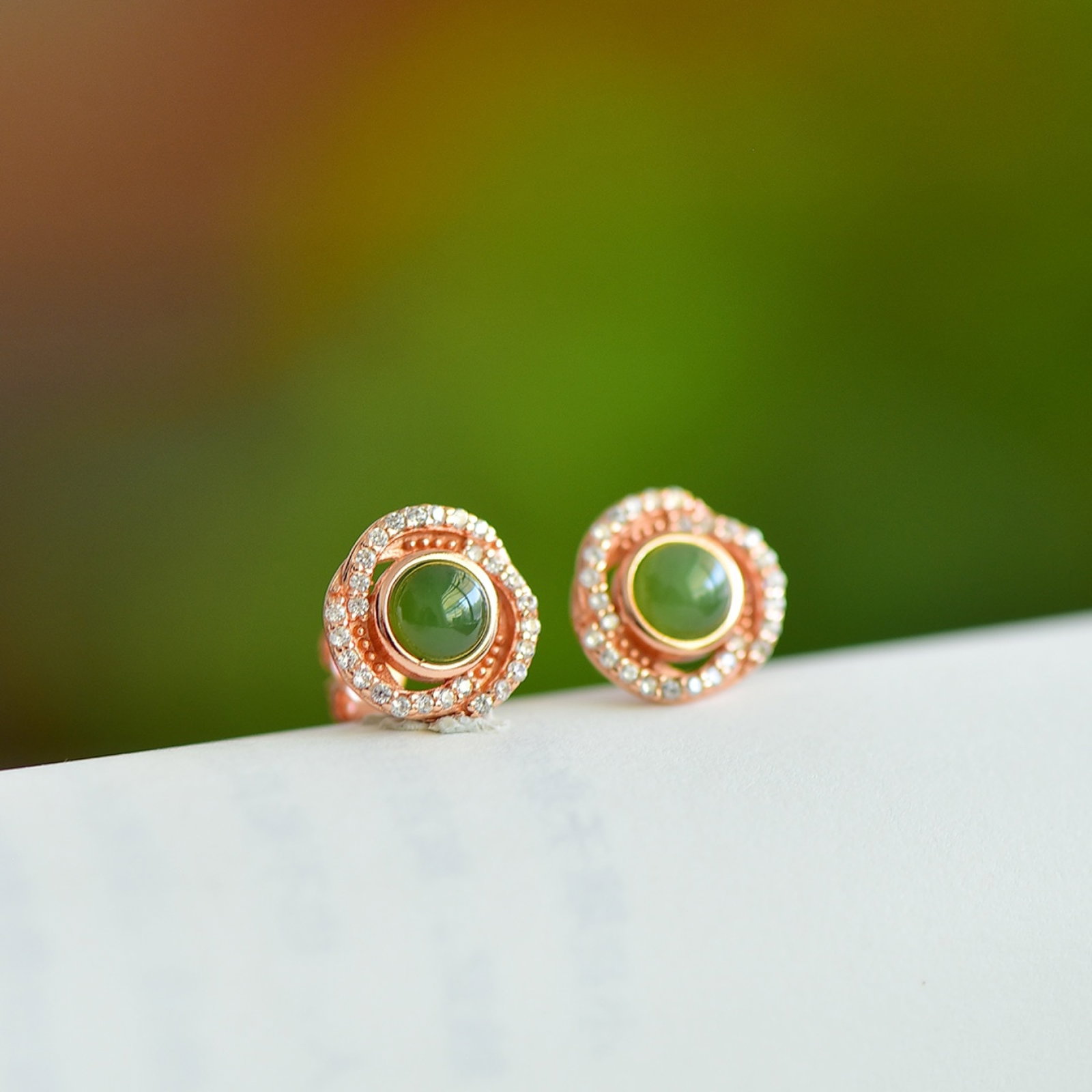 A Pair of Exquisite Sterling Silver-Gold Plated Inlaid Jasper Earrings,Inlaid Diamond: Estimated Value:300-600 A Pair of Exquisite Sterling Silver-Gold Plated Inlaid Jasper Earrings,Inlaid Diamond