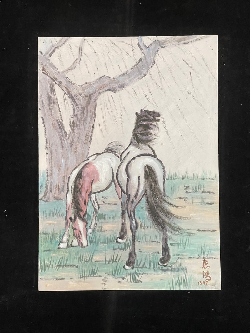 A Chinese Album Ink Oil Painting of Horse on Paper,Xu Beihong - 11
