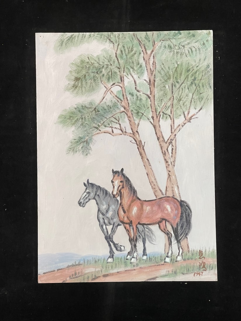 A Chinese Album Ink Oil Painting of Horse on Paper,Xu Beihong - 12