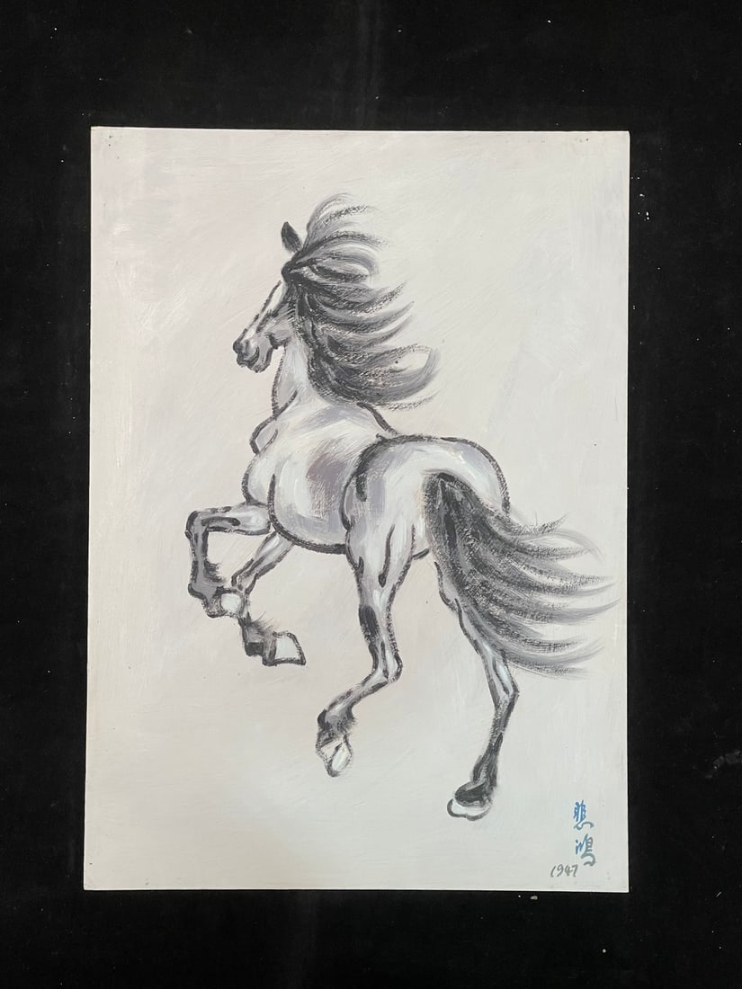 A Chinese Album Ink Oil Painting of Horse on Paper,Xu Beihong - 13