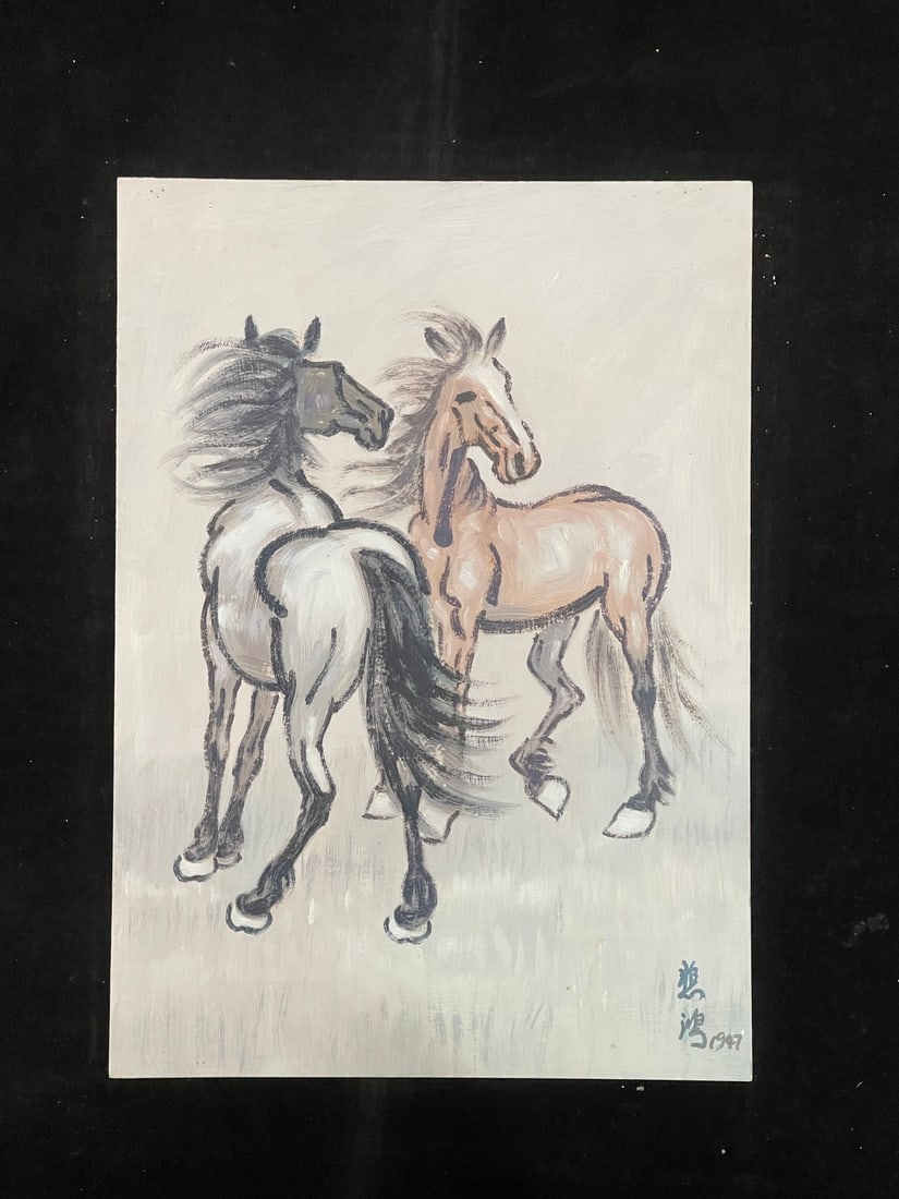 A Chinese Album Ink Oil Painting of Horse on Paper,Xu Beihong - 16