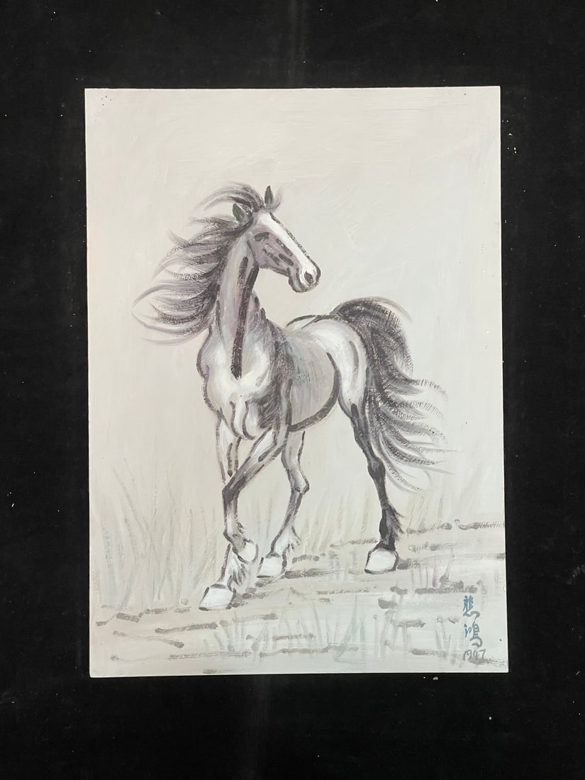 A Chinese Album Ink Oil Painting of Horse on Paper,Xu Beihong - 17