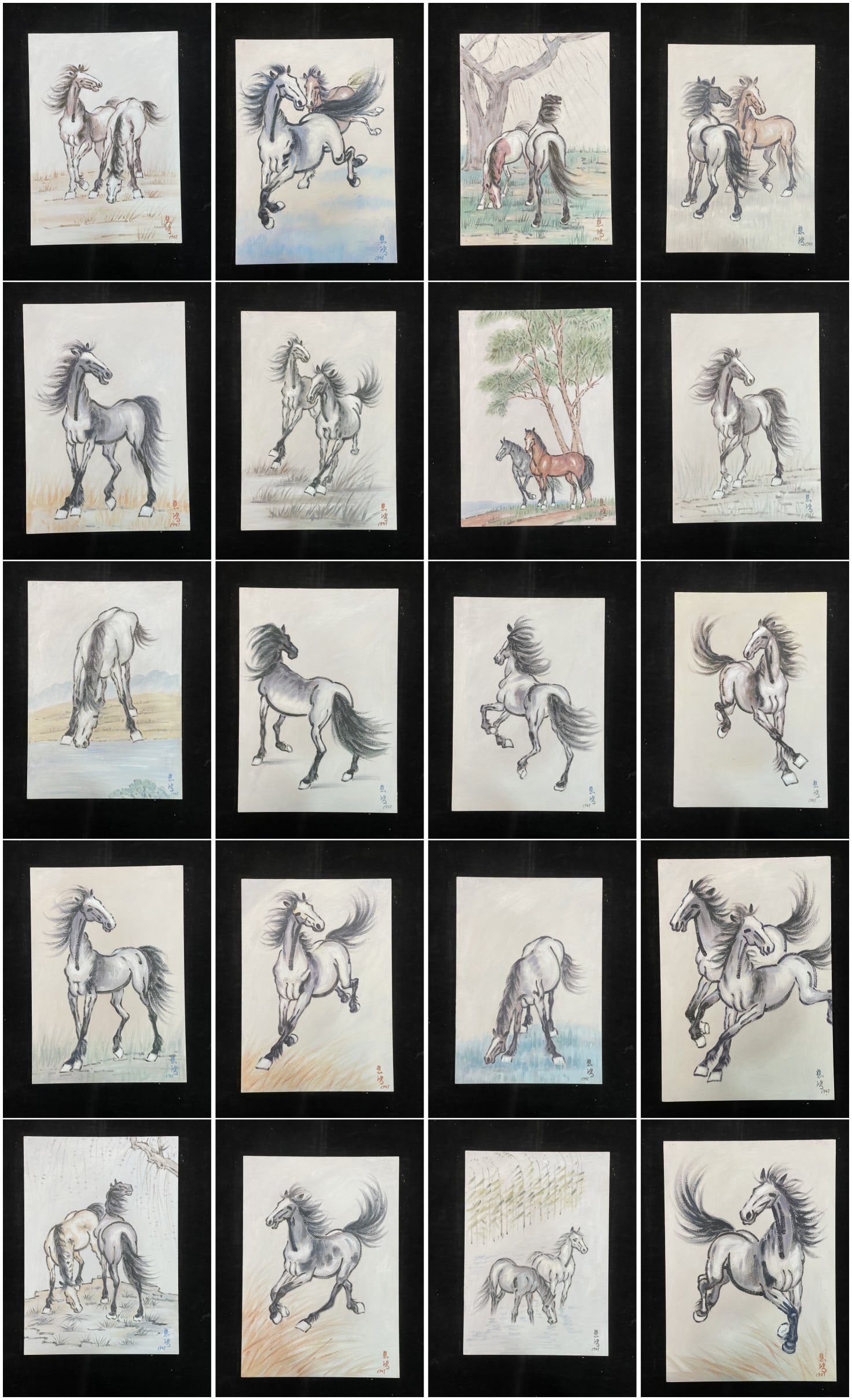 A Chinese Album Ink Oil Painting of Horse on Paper,Xu Beihong: Estimated Value:3400-6800 A Chinese Album Ink Oil Painting of Horse on Paper,Xu Beihong,Size:11.8inx16.5in*20