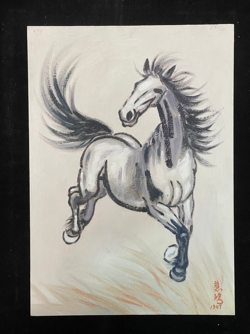 A Chinese Album Ink Oil Painting of Horse on Paper,Xu Beihong - 20