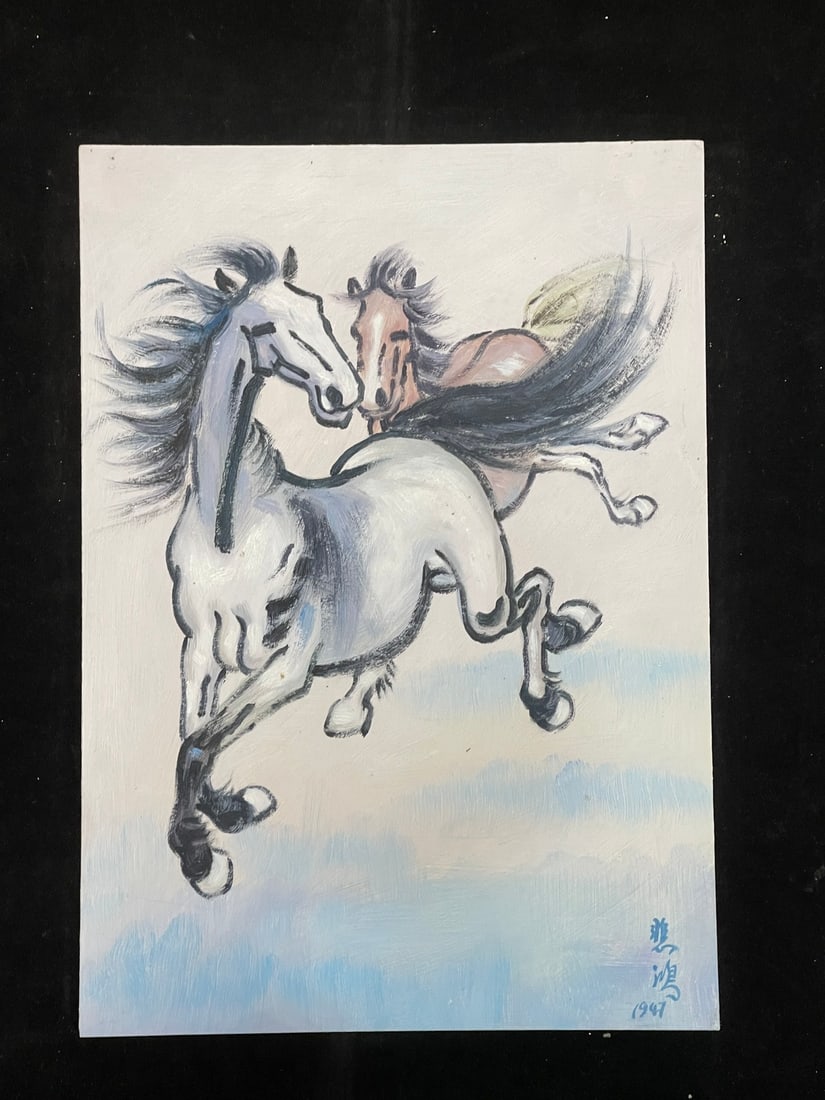 A Chinese Album Ink Oil Painting of Horse on Paper,Xu Beihong - 6