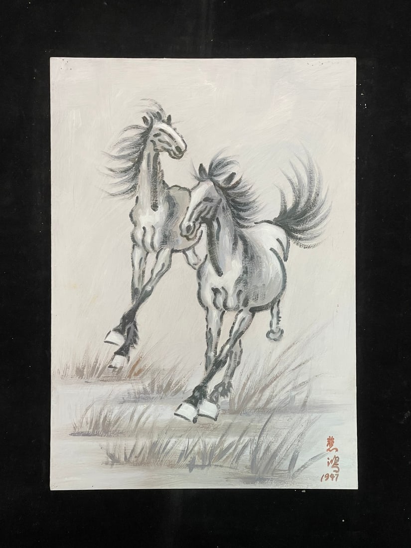 A Chinese Album Ink Oil Painting of Horse on Paper,Xu Beihong - 7