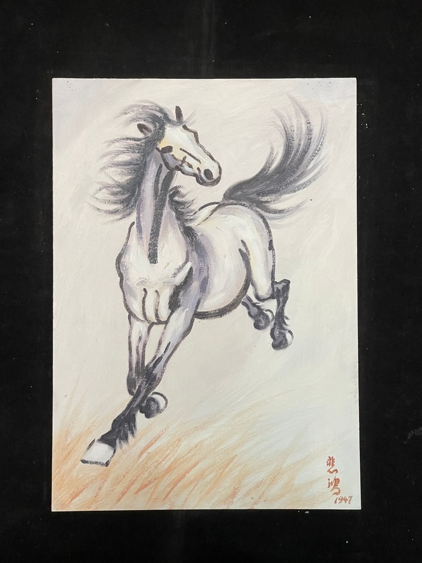 A Chinese Album Ink Oil Painting of Horse on Paper,Xu Beihong - 9