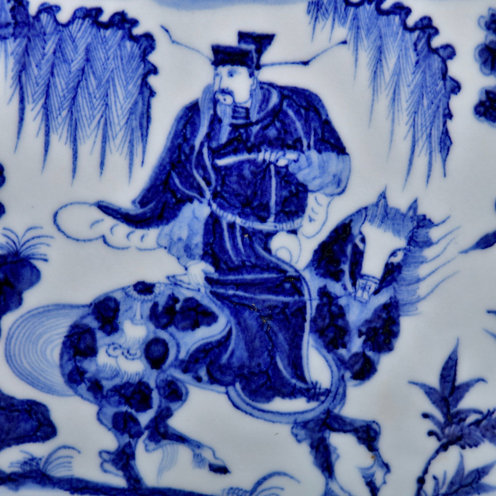A Rare Blue and White Character and Story Pattern Beast-Ears Vase - 7