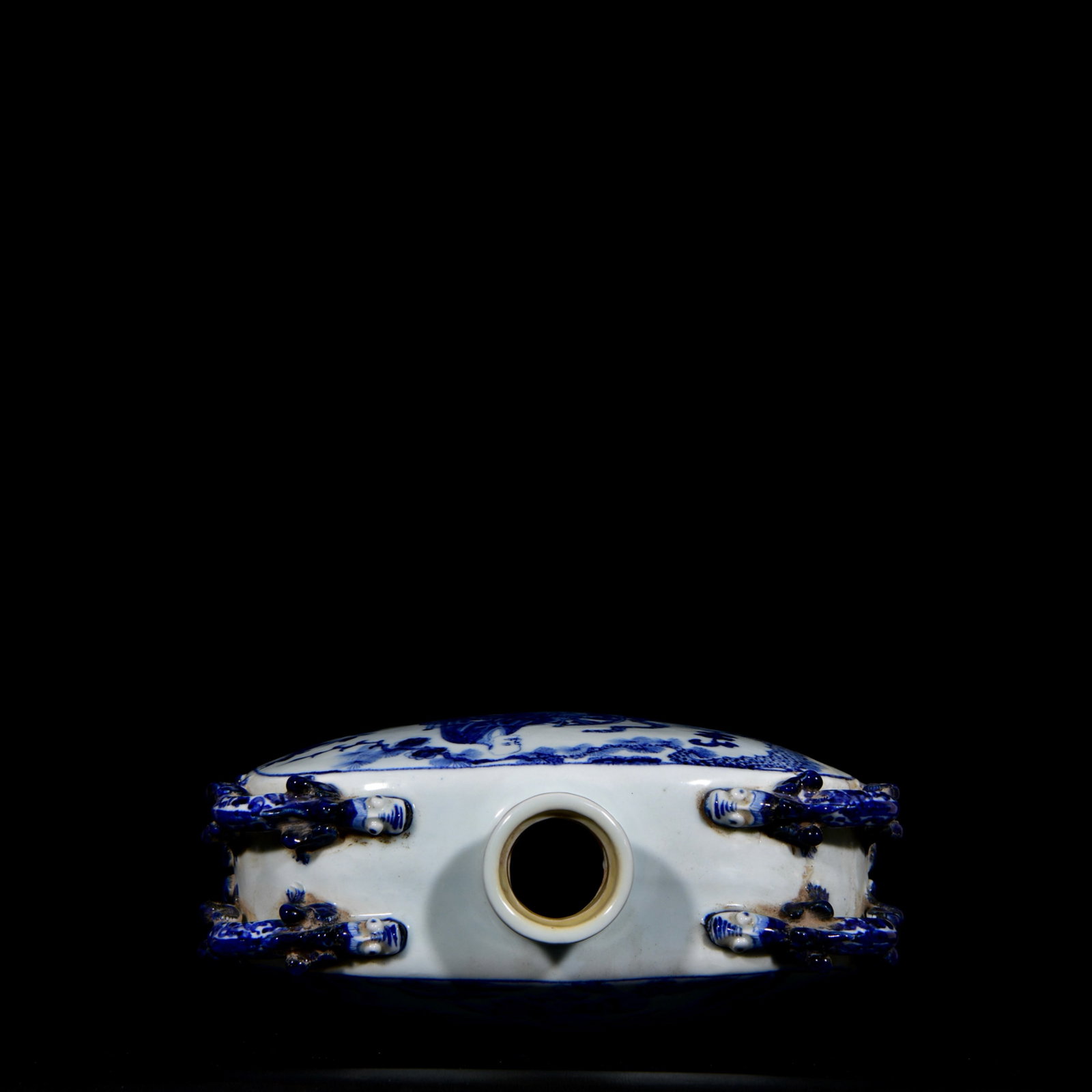 A Rare Blue and White Character and Story Pattern Beast-Ears Vase - 8