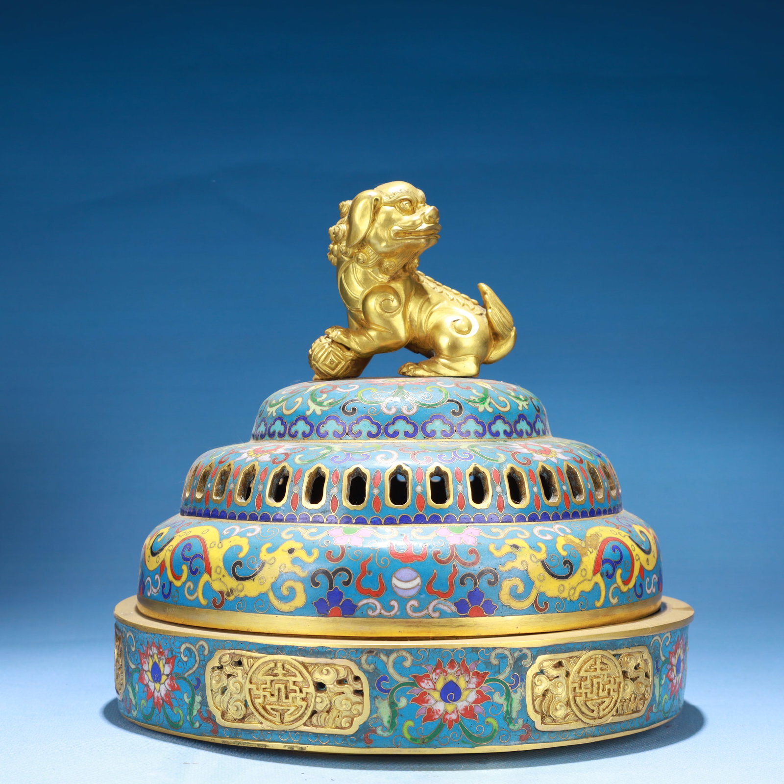 An Exquisite Cloisonne Lotus Pattern Tripod Censer - 8